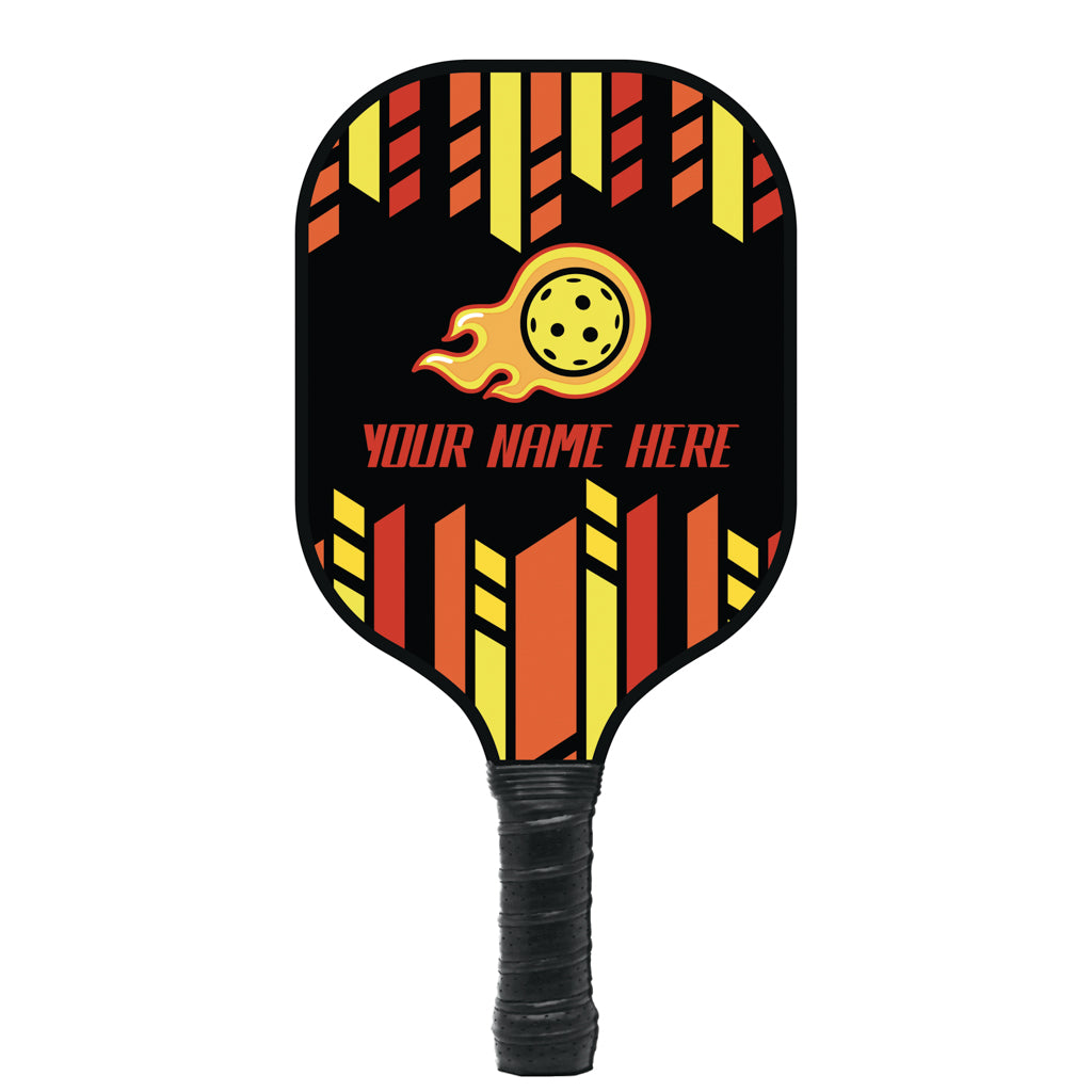 Flaming Ball Stripes Personalized Pickleball Paddle