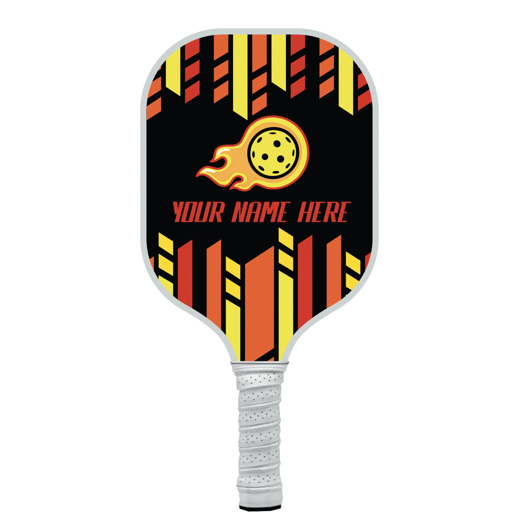 Flaming Ball Stripes Personalized Pickleball Paddle