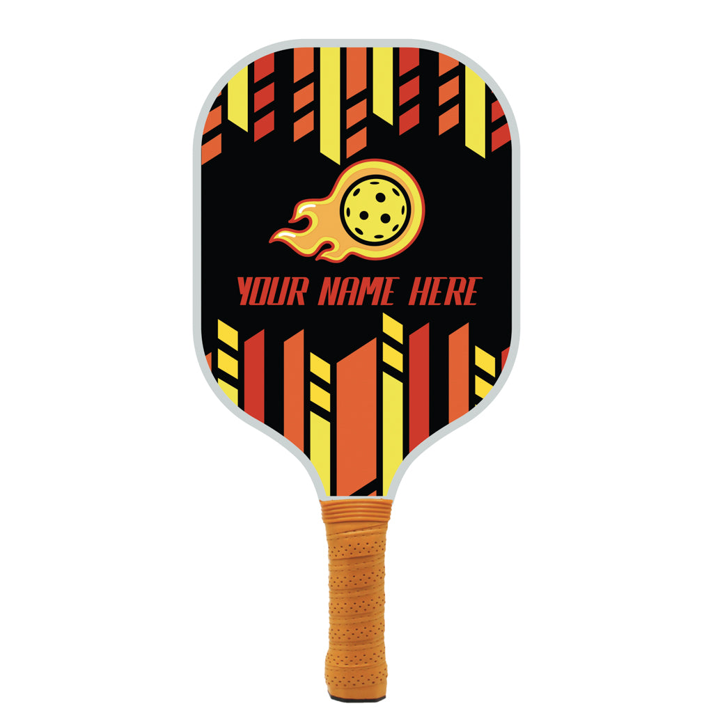 Flaming Ball Stripes Personalized Pickleball Paddle
