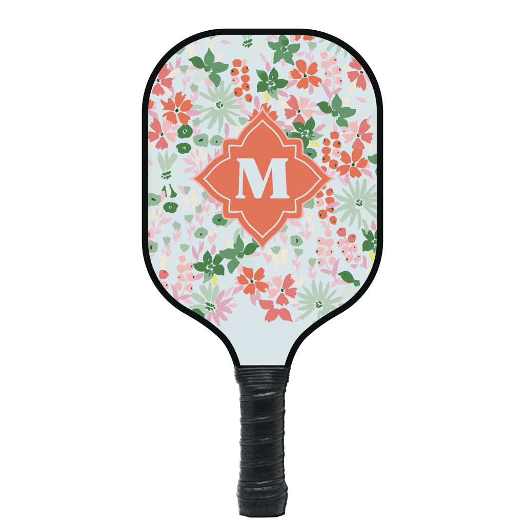 Floral Initial Personalized Pickleball Paddle