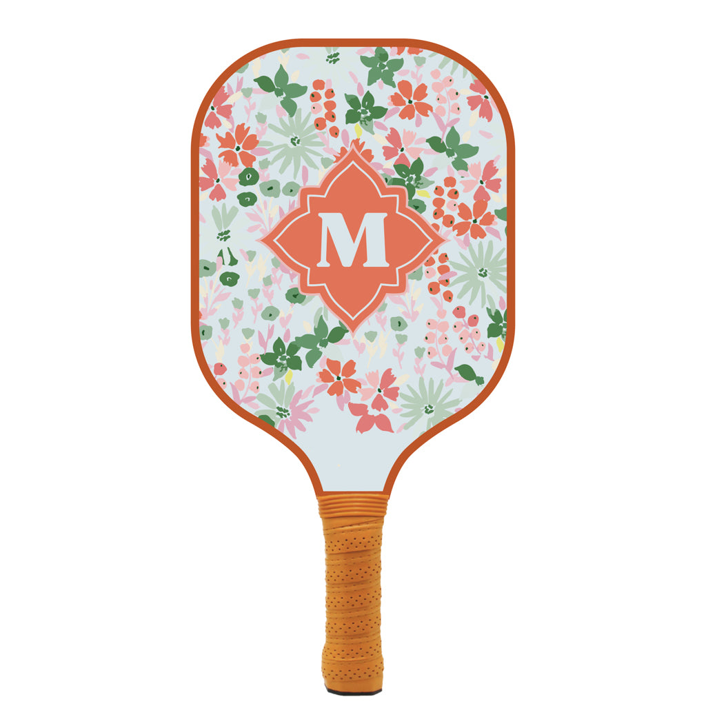 Floral Initial Personalized Pickleball Paddle