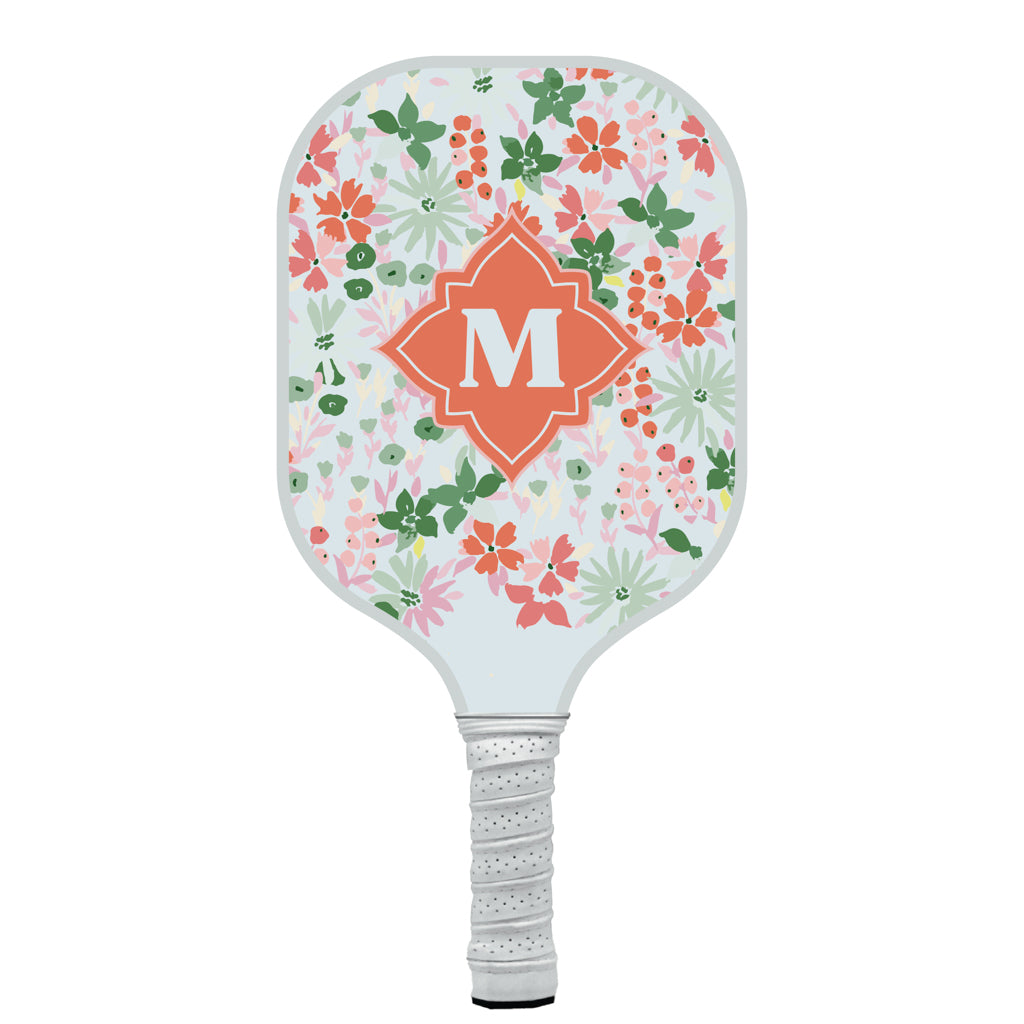 Floral Initial Personalized Pickleball Paddle