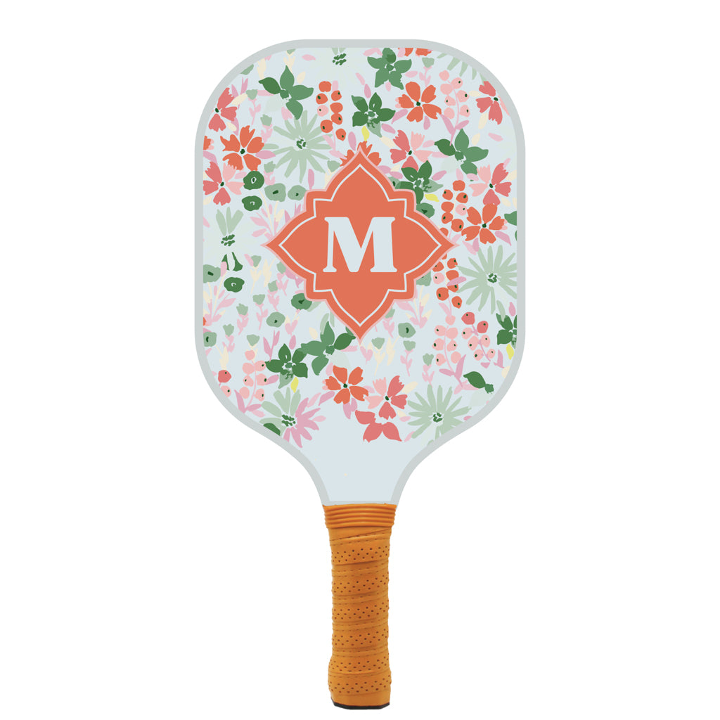 Floral Initial Personalized Pickleball Paddle