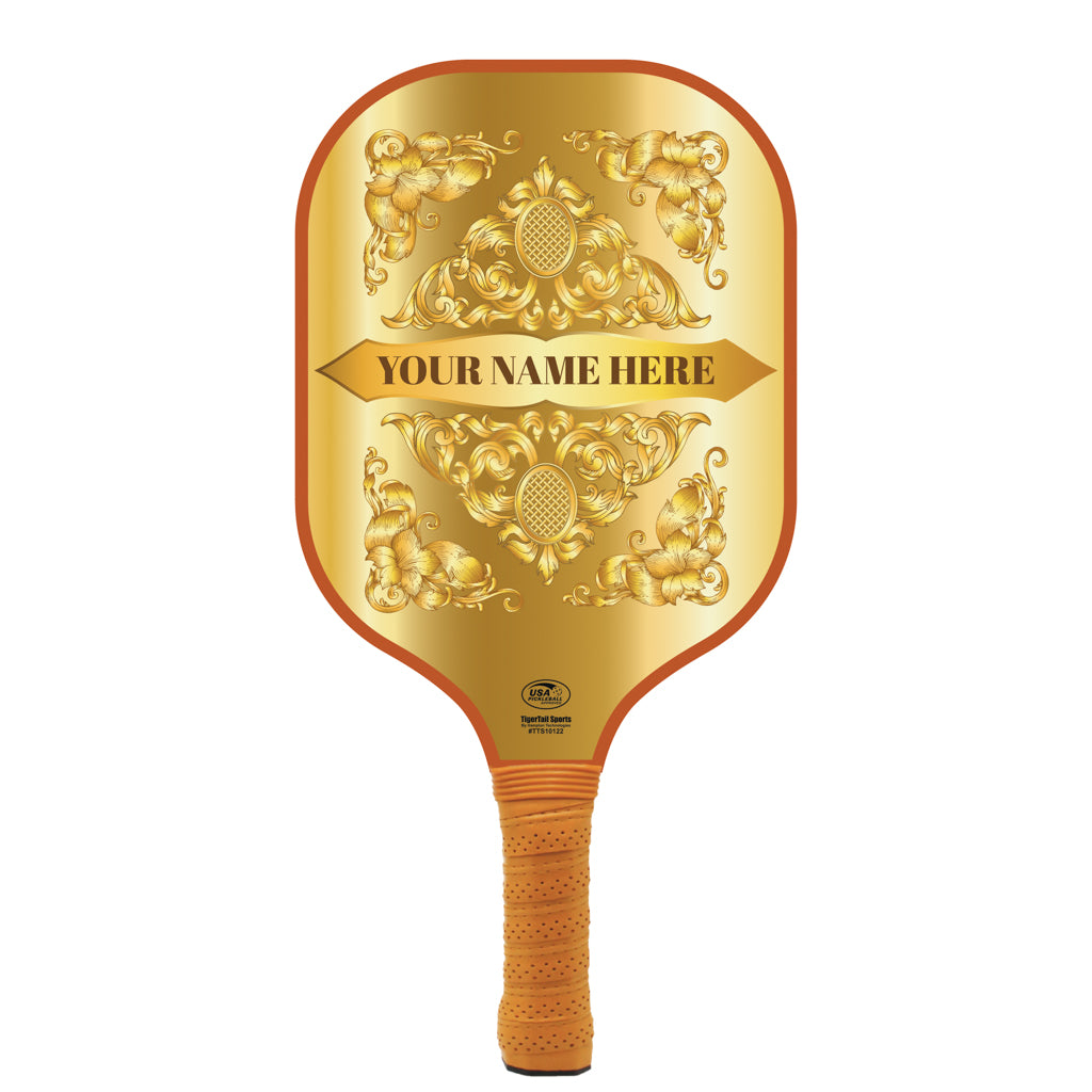 Ornate Gold Baroque Personalized Pickleball Paddle