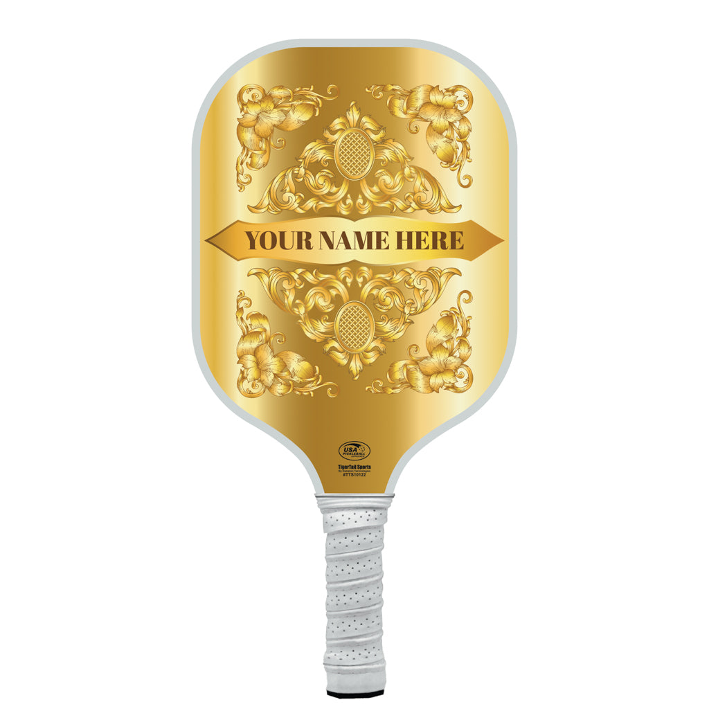 Ornate Gold Baroque Personalized Pickleball Paddle