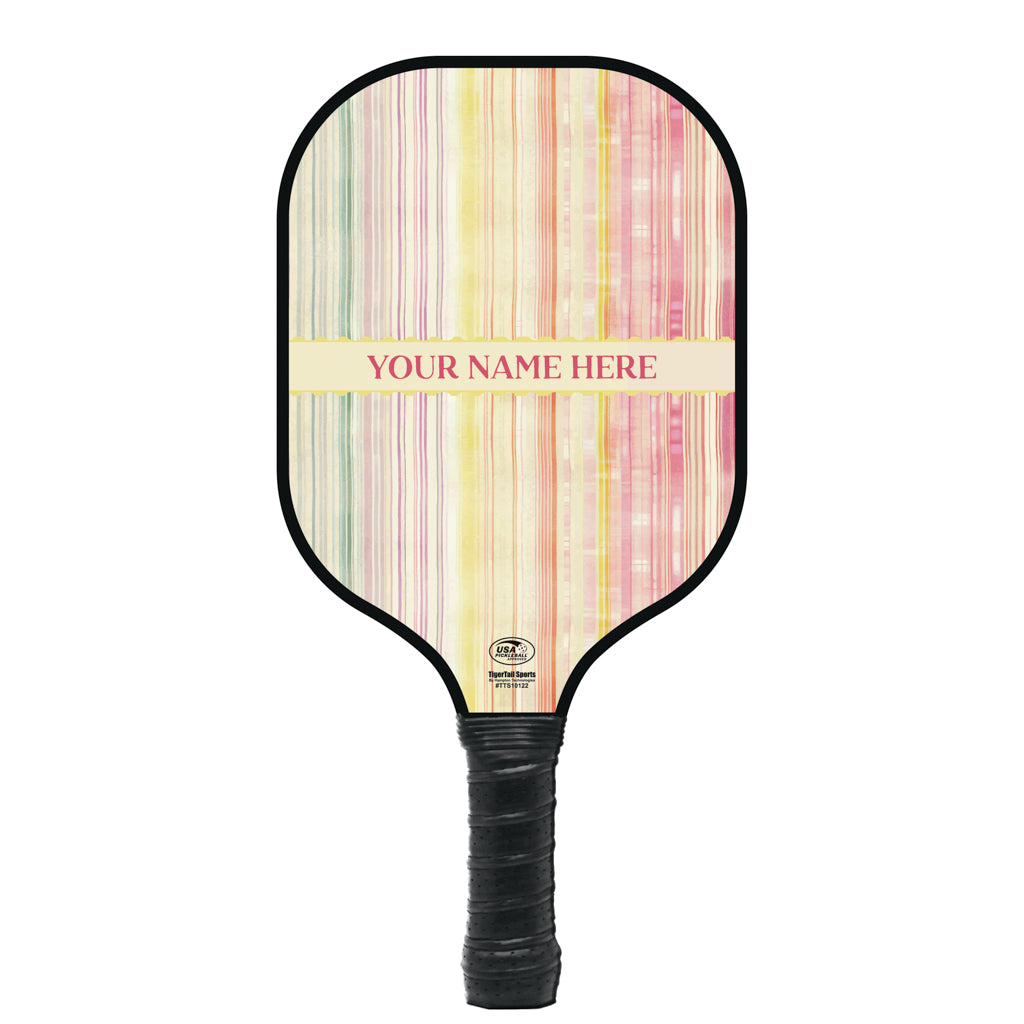 Pastel Stripes Personalized Pickleball Paddle