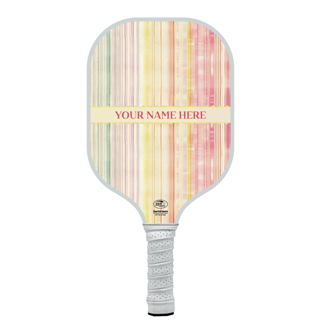 Pastel Stripes Personalized Pickleball Paddle