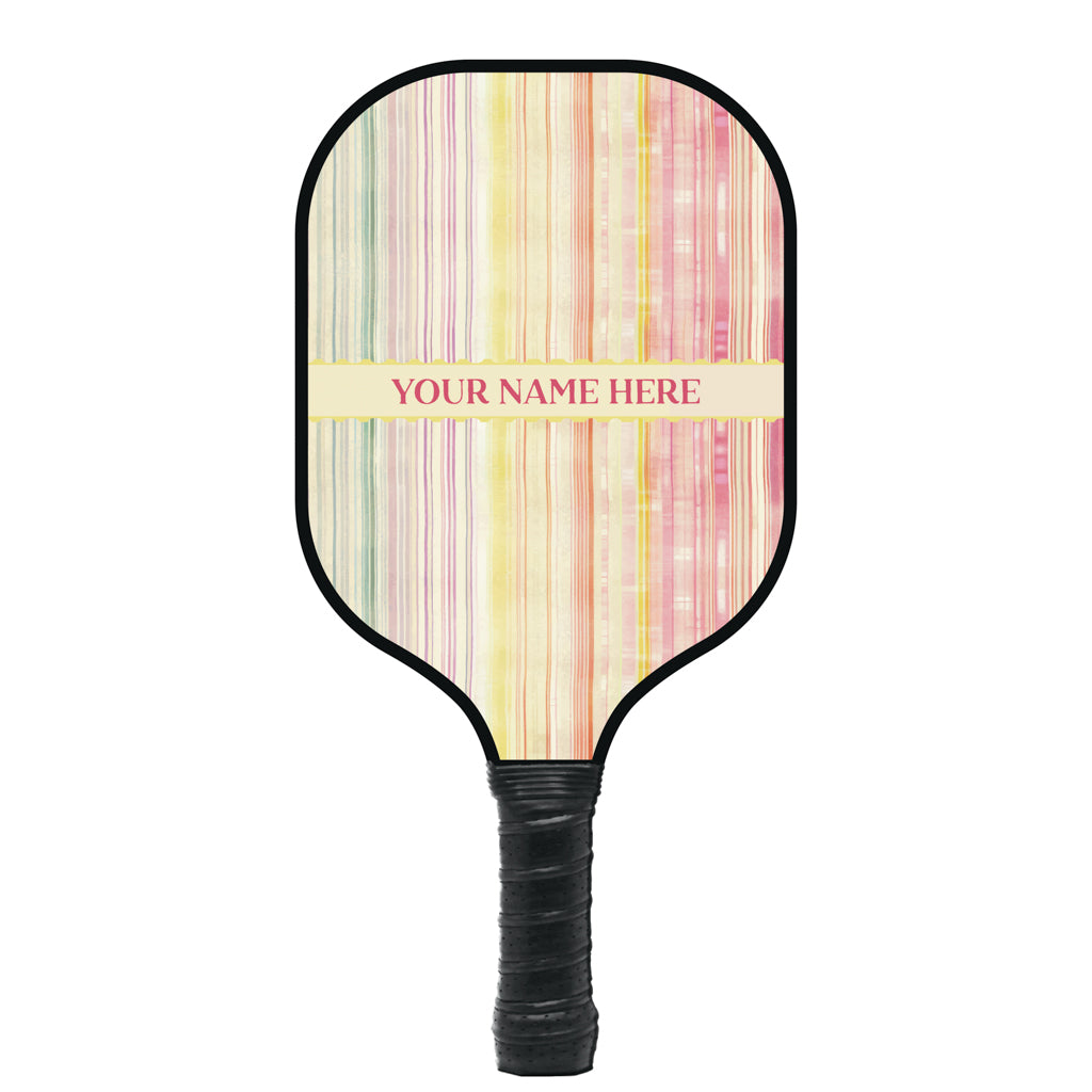 Pastel Stripes Personalized Pickleball Paddle