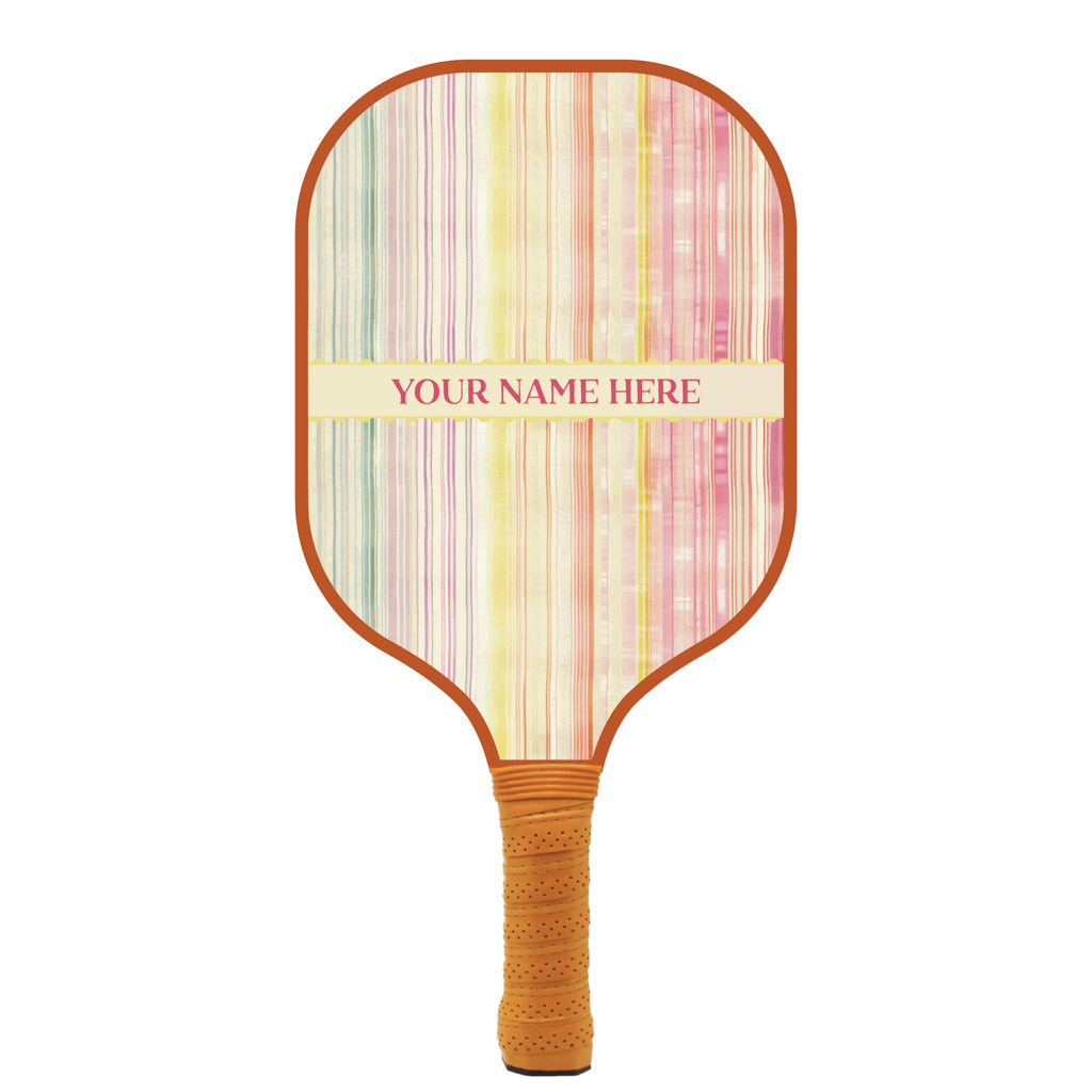 Pastel Stripes Personalized Pickleball Paddle