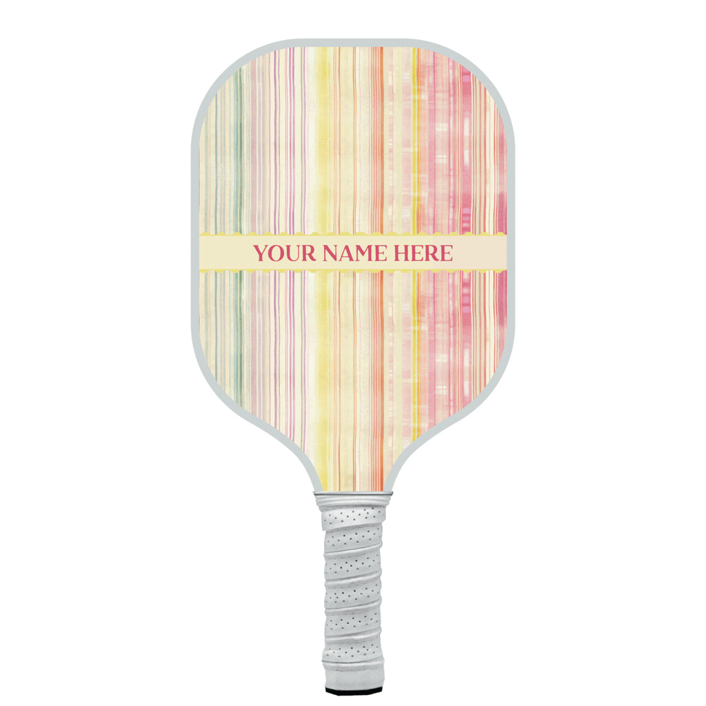 Pastel Stripes Personalized Pickleball Paddle