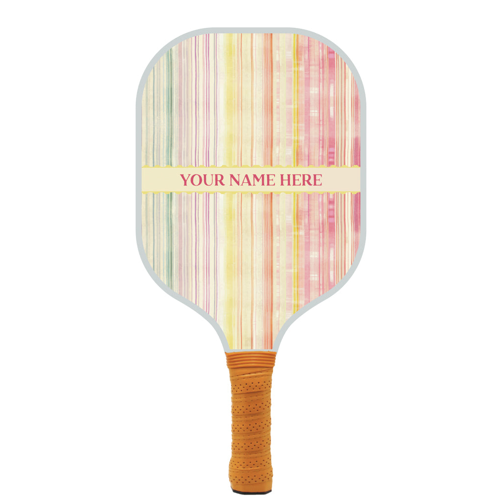 Pastel Stripes Personalized Pickleball Paddle
