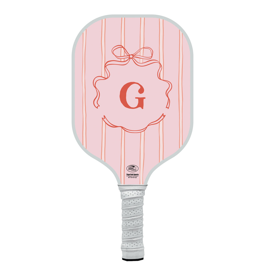 Stripes Bow Initial Personalized Pickleball Paddle