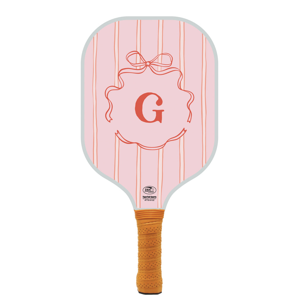 Stripes Bow Initial Personalized Pickleball Paddle
