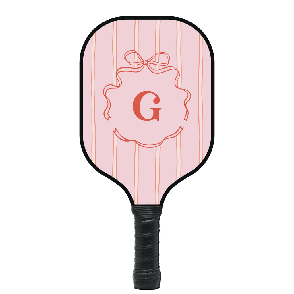 Stripes Bow Initial Personalized Pickleball Paddle