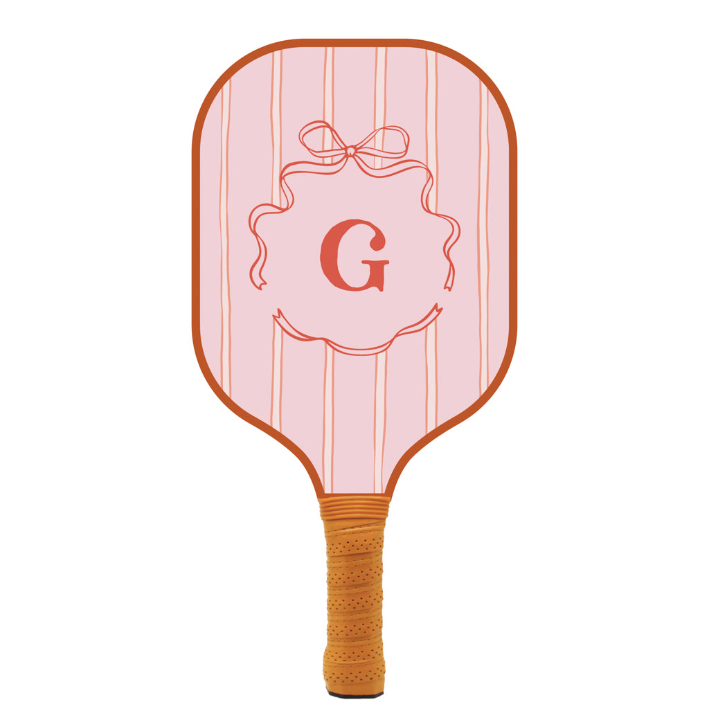 Stripes Bow Initial Personalized Pickleball Paddle