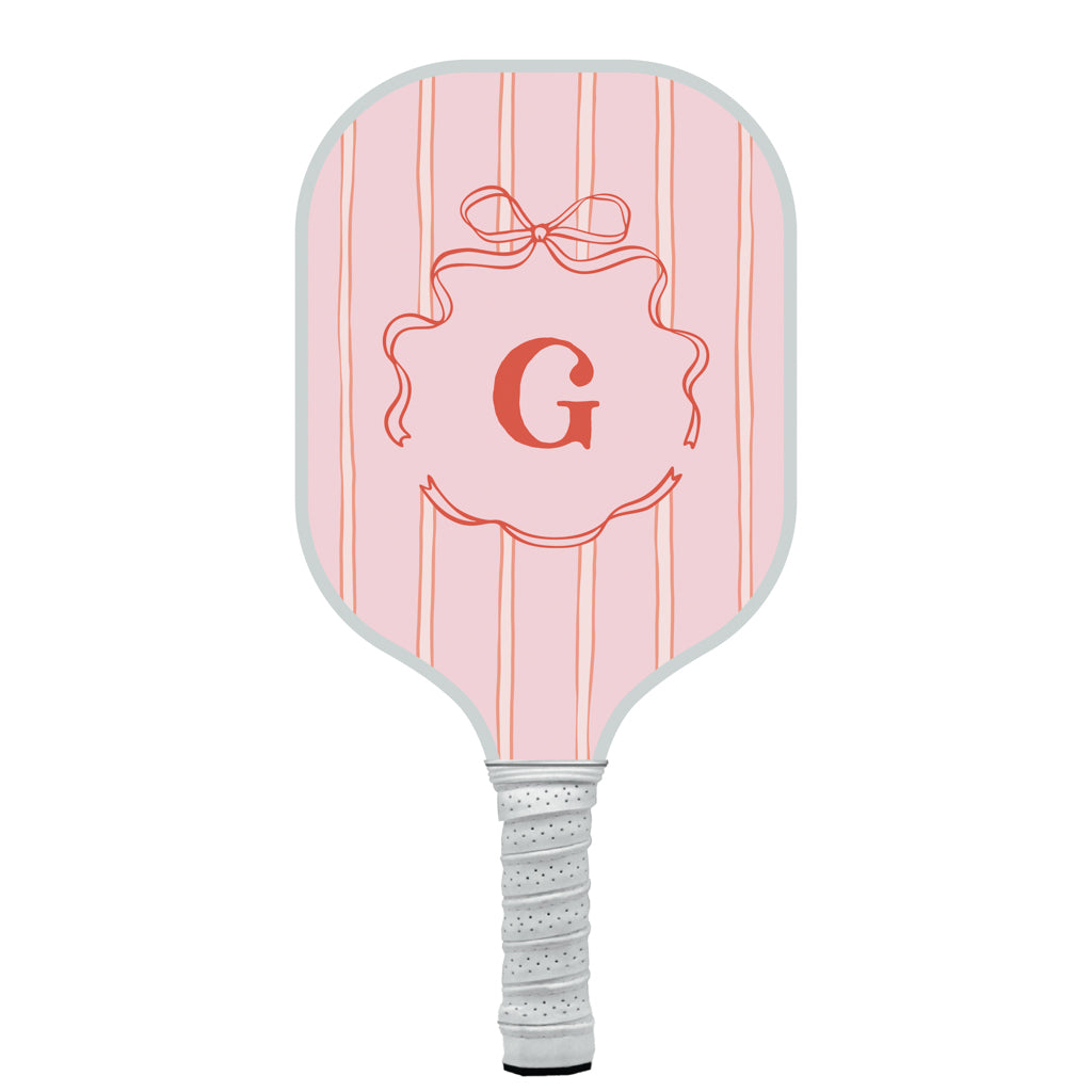Stripes Bow Initial Personalized Pickleball Paddle