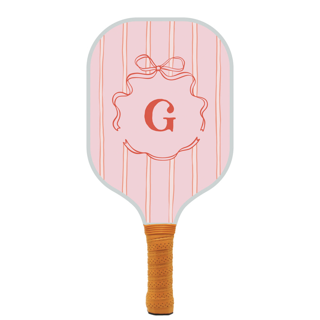 Stripes Bow Initial Personalized Pickleball Paddle