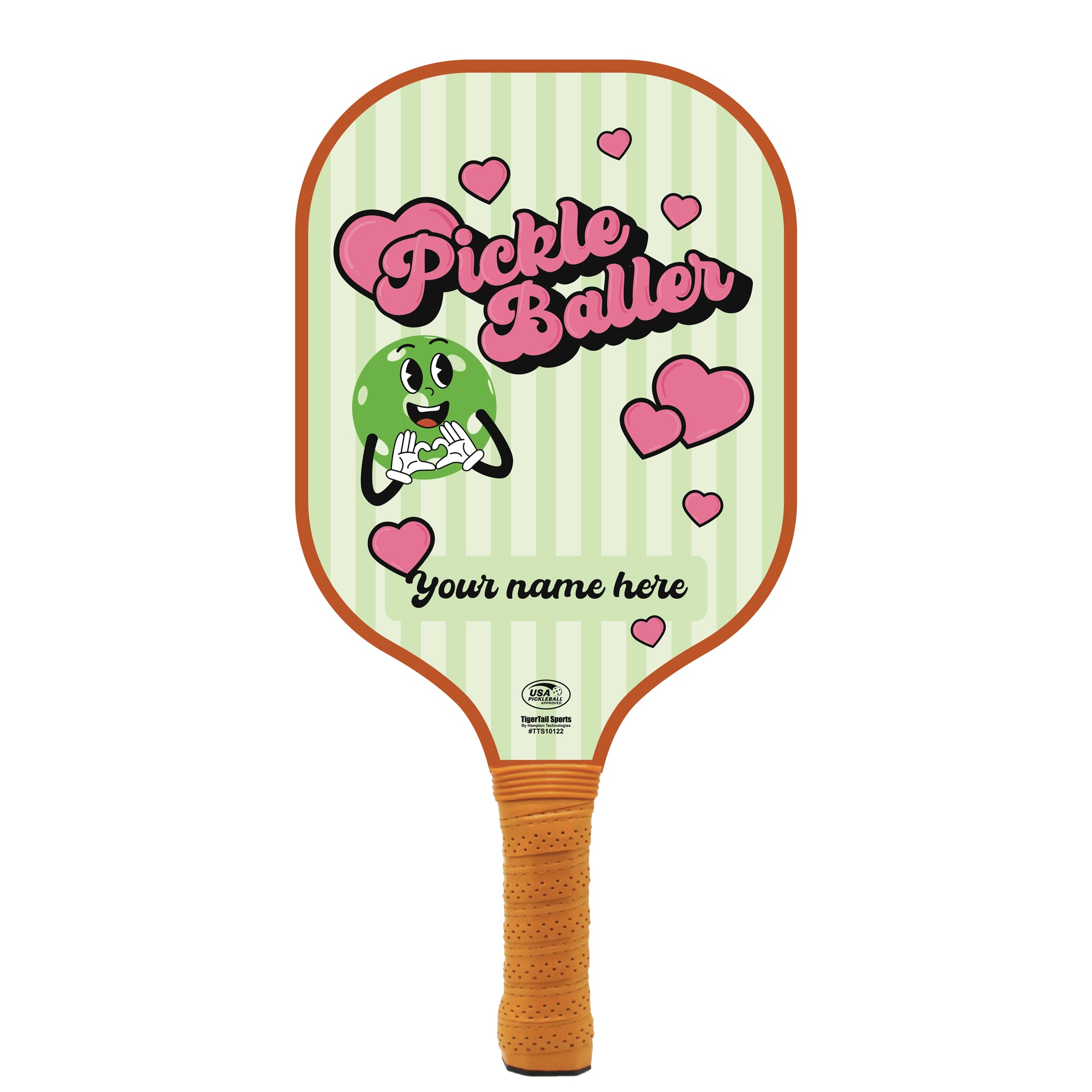Pickleballer Hearts Name Personalized Pickleball Paddle