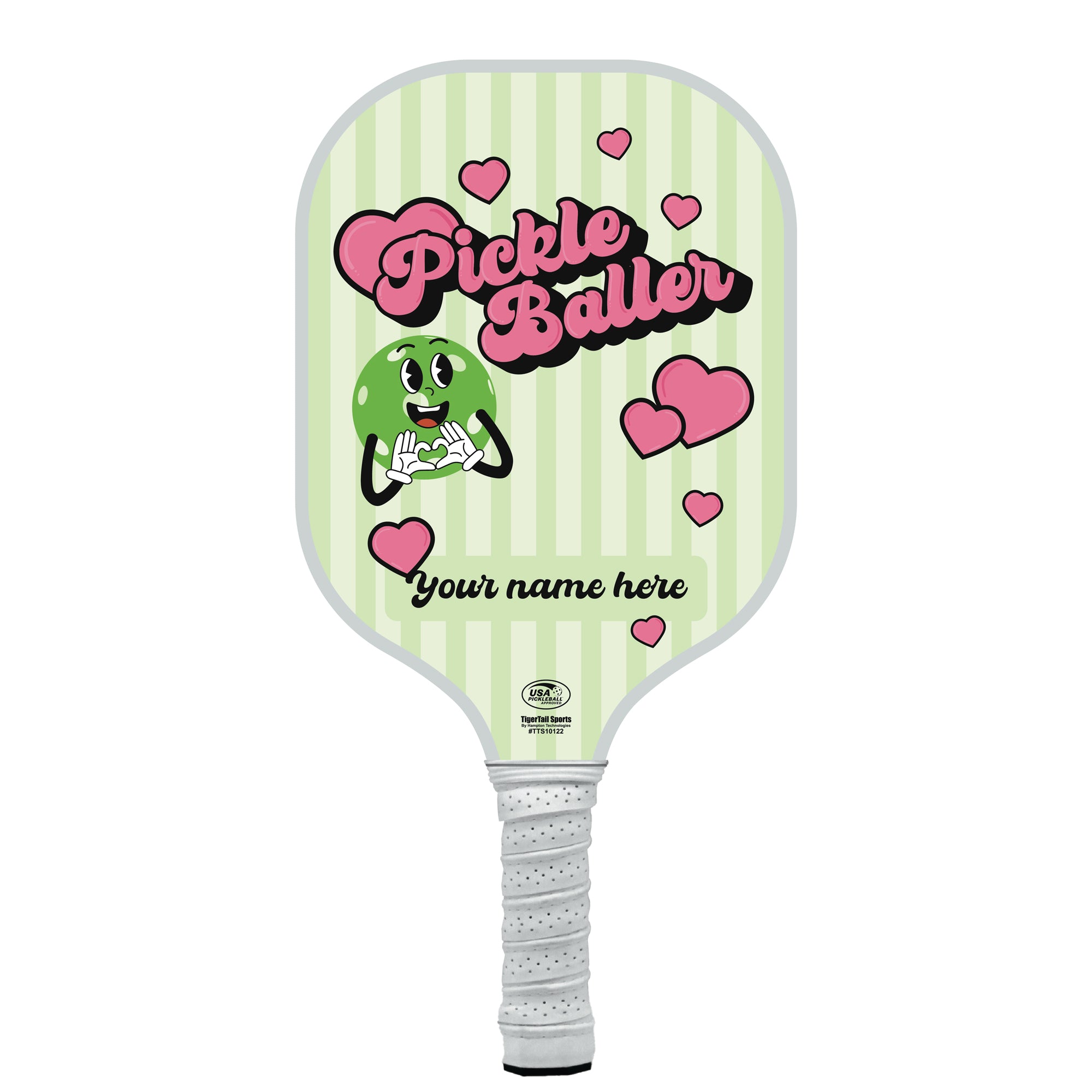 Pickleballer Hearts Name Personalized Pickleball Paddle