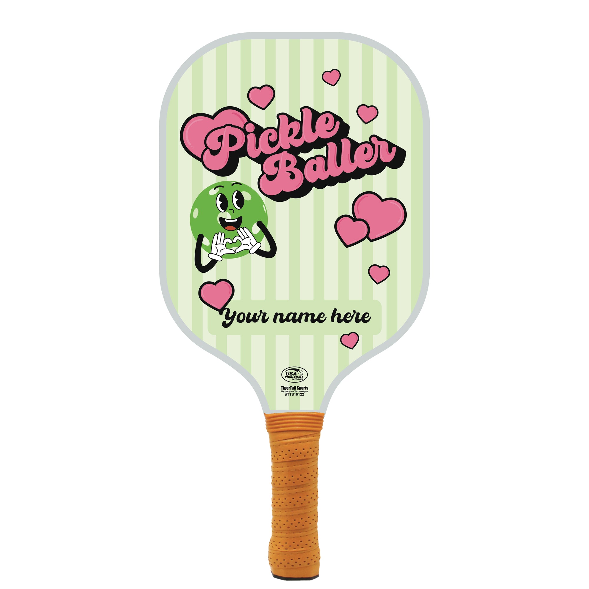 Pickleballer Hearts Name Personalized Pickleball Paddle