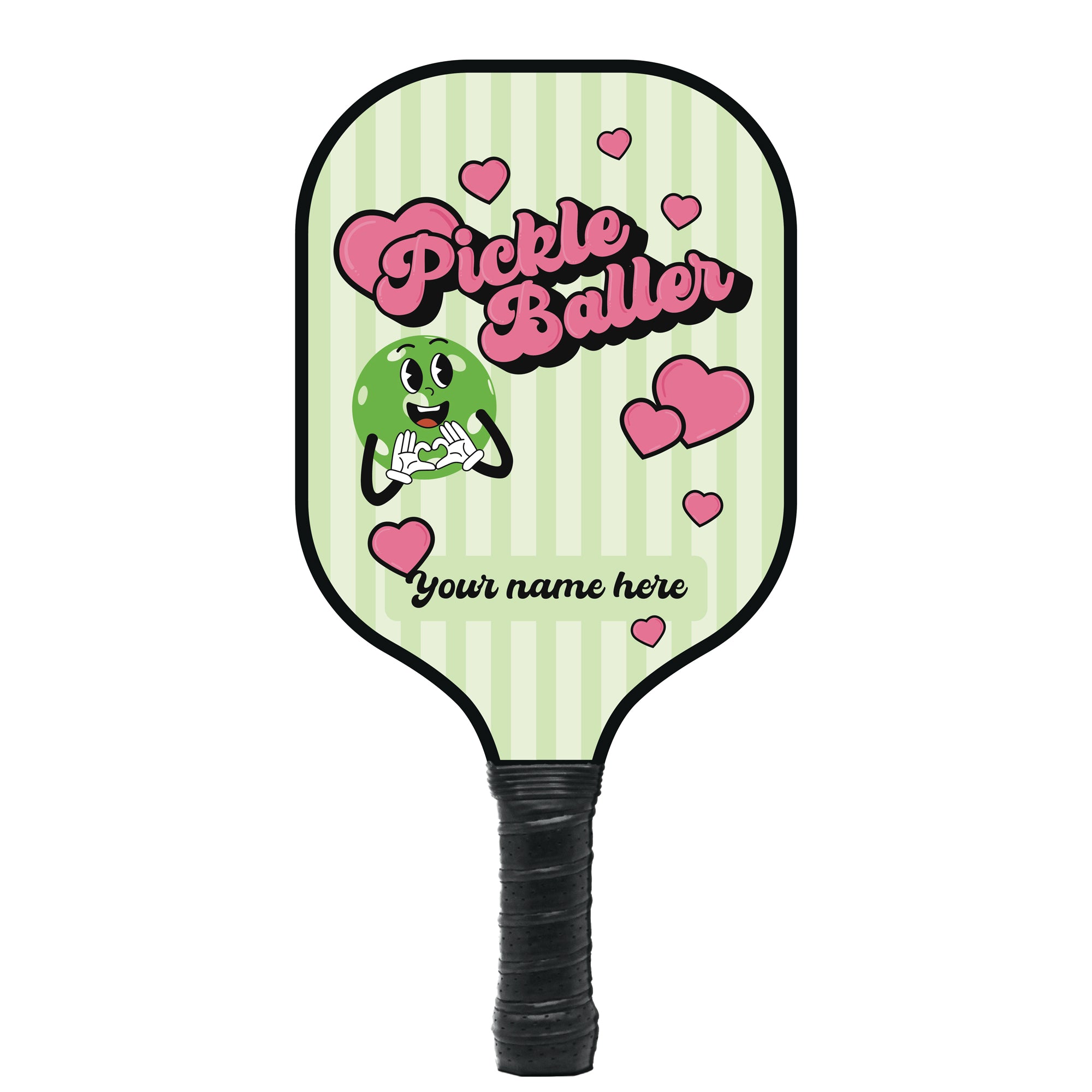 Pickleballer Hearts Name Personalized Pickleball Paddle