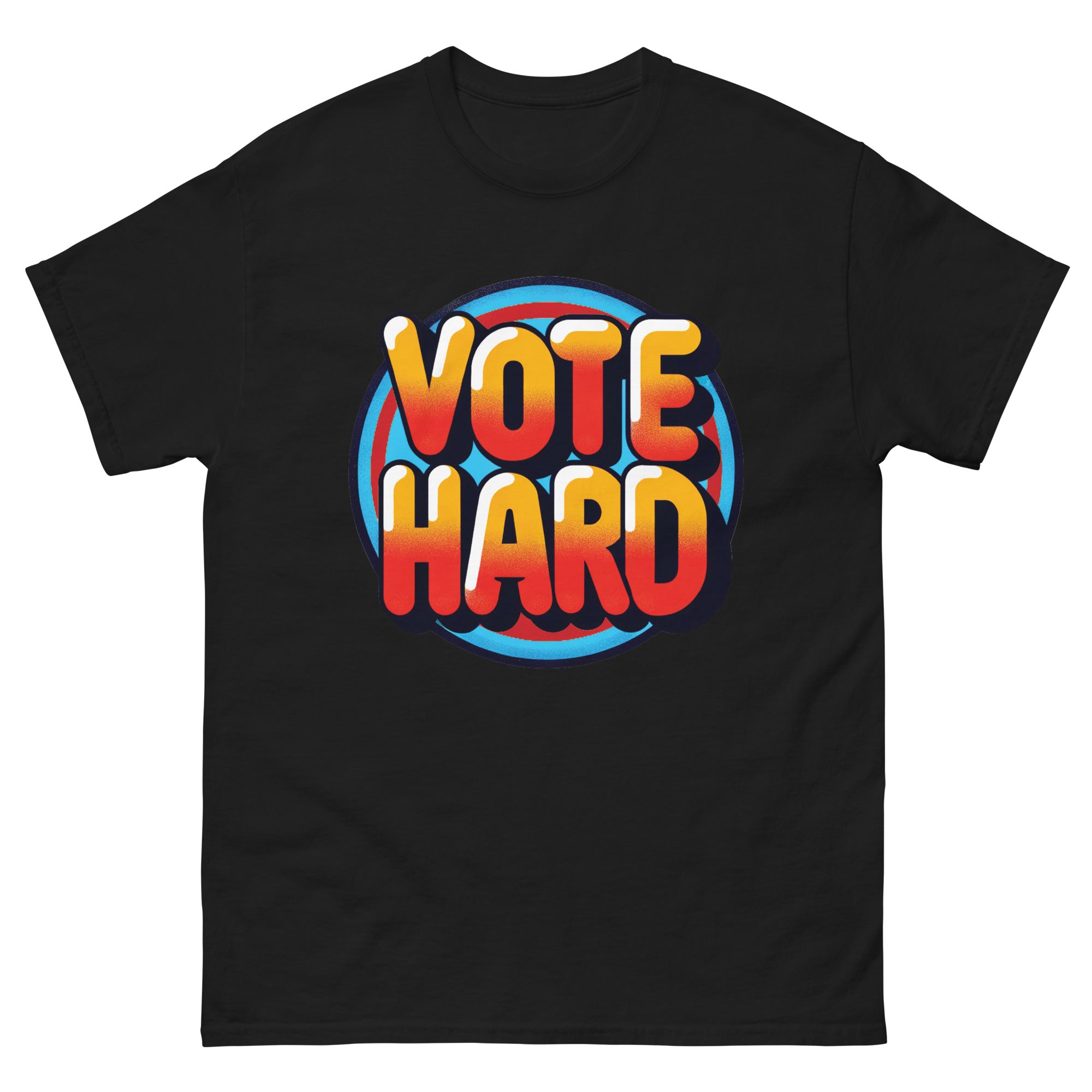 a black t - shirt with the word vote hard on it