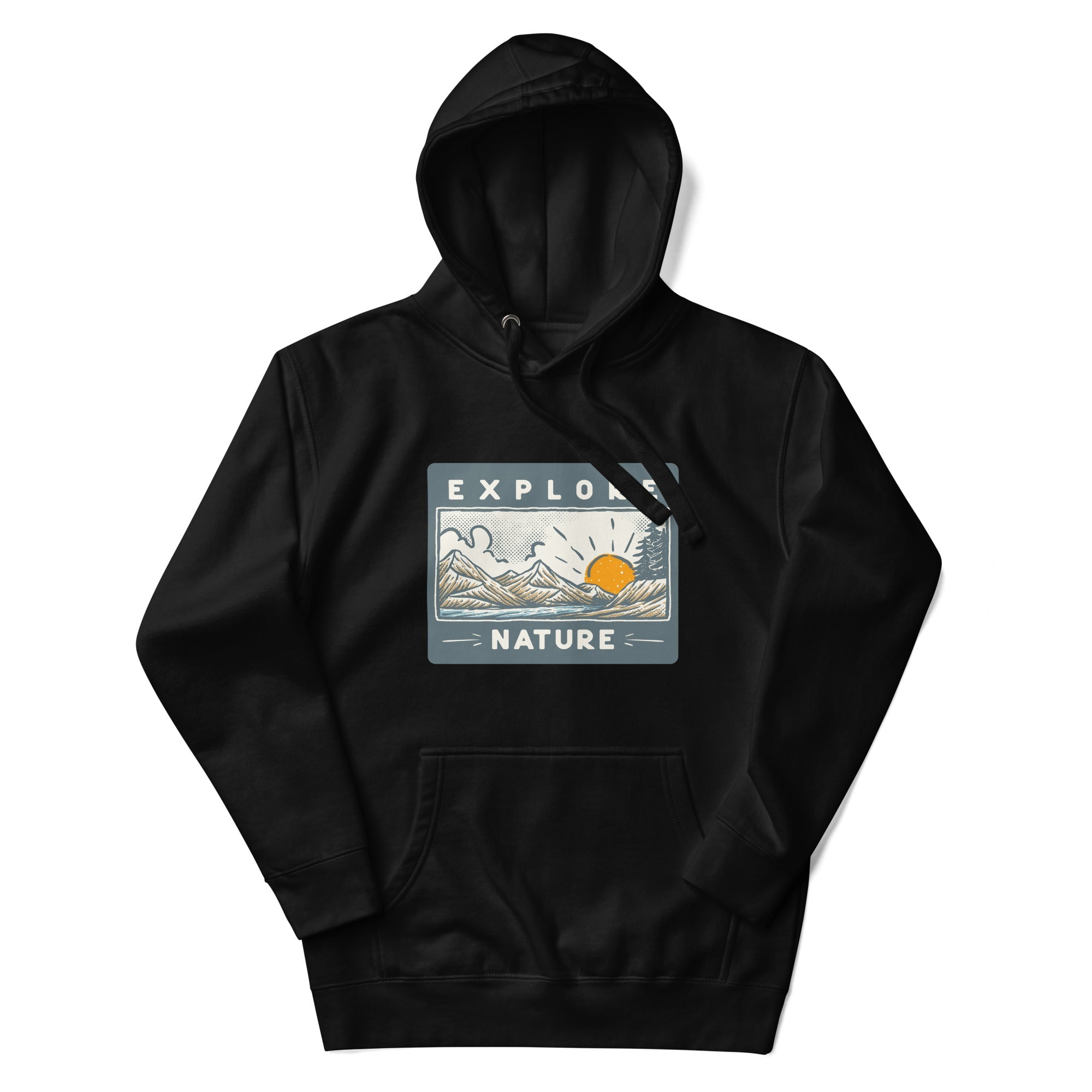 a black hoodie with the words explore nature on it