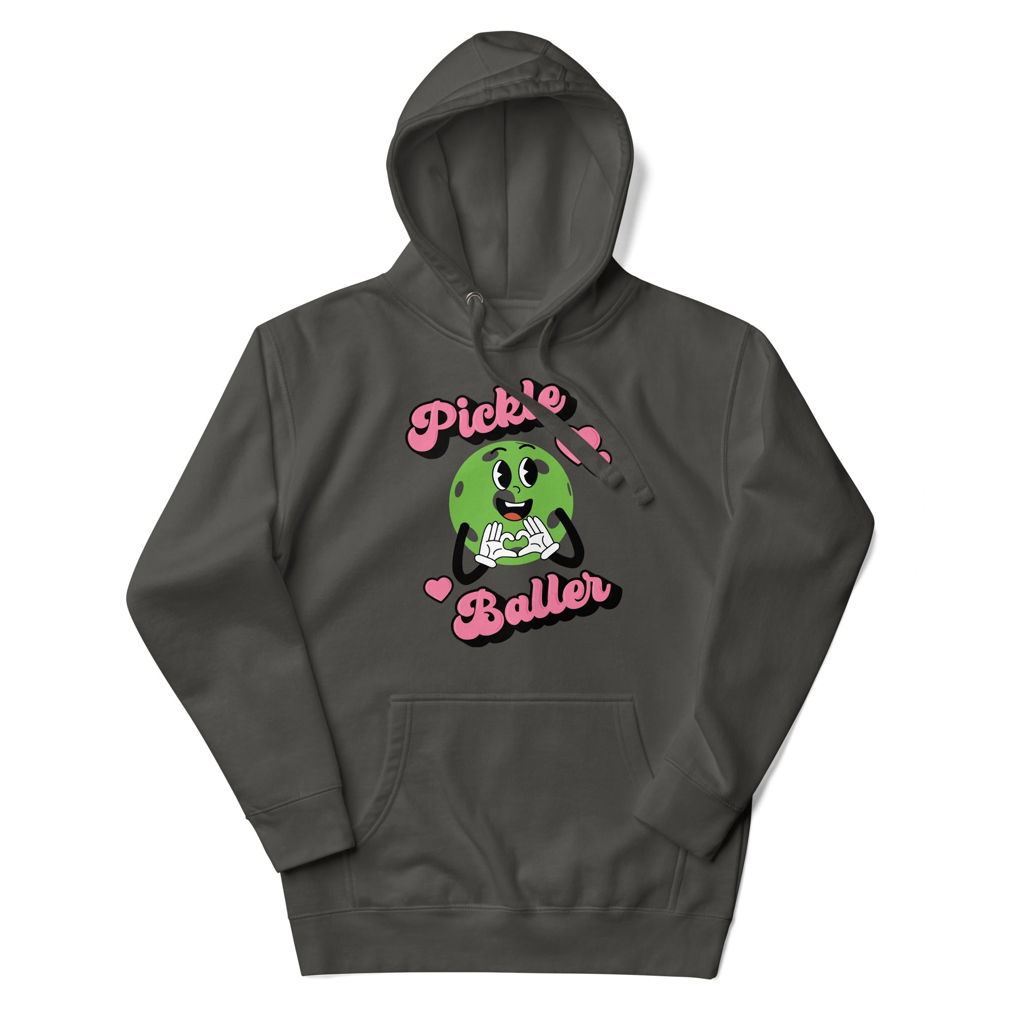 a gray hoodie with a cartoon character on it