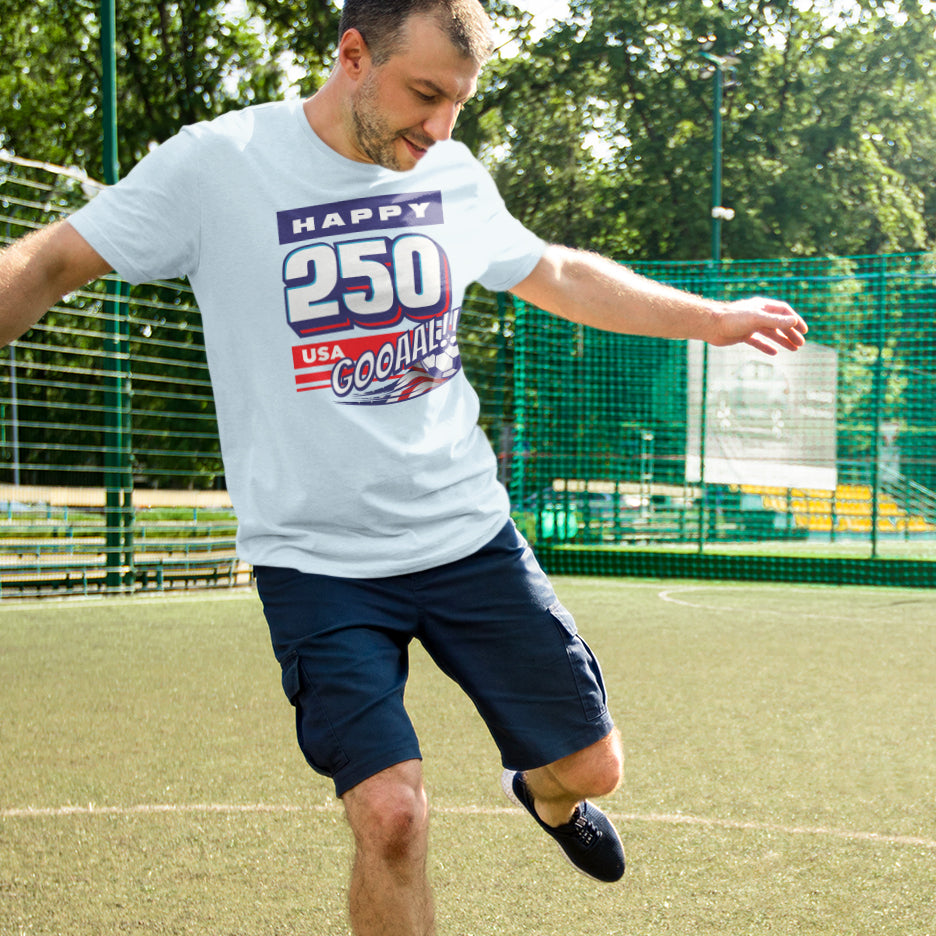 a man kicking a soccer ball on top of a field