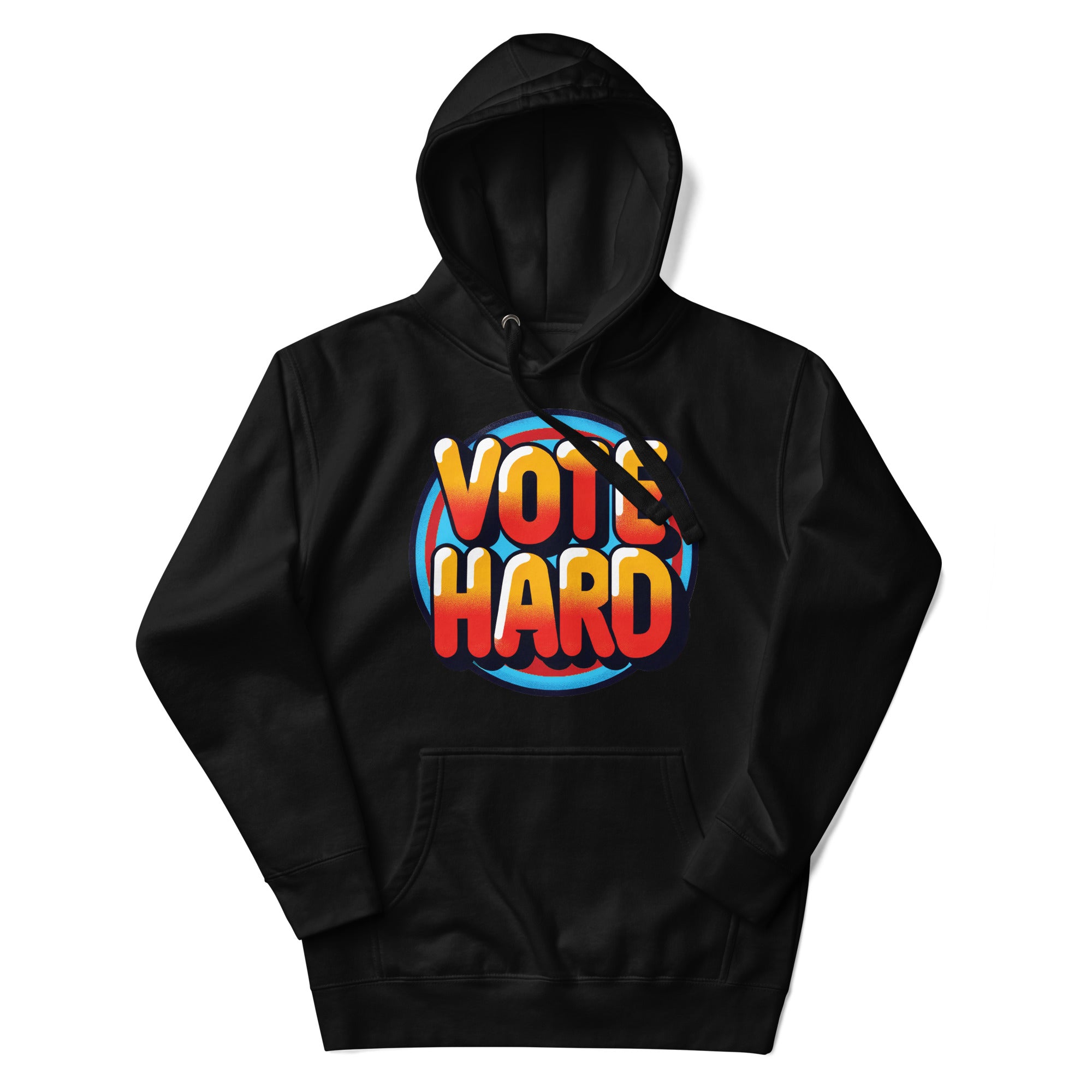 a black sweatshirt with the word vote hard on it