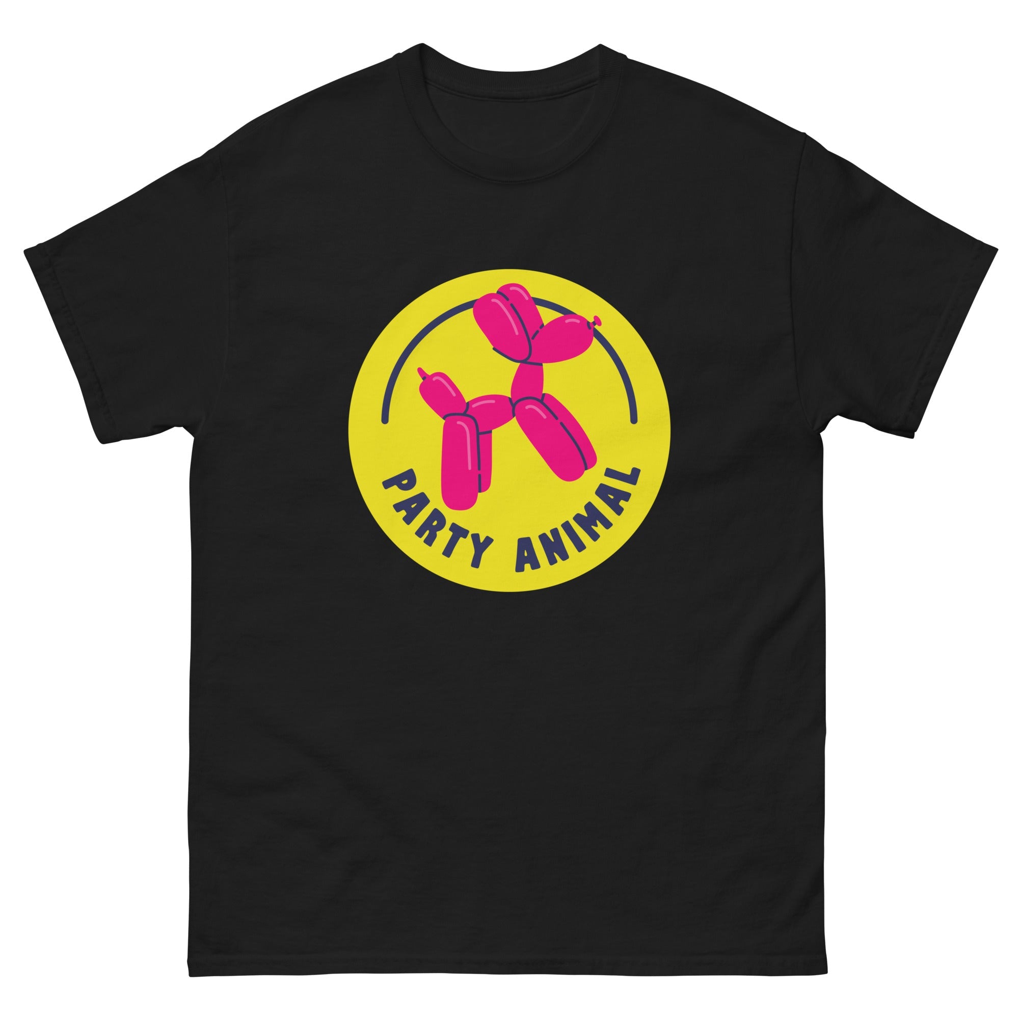 a black t - shirt with the words party animal on it