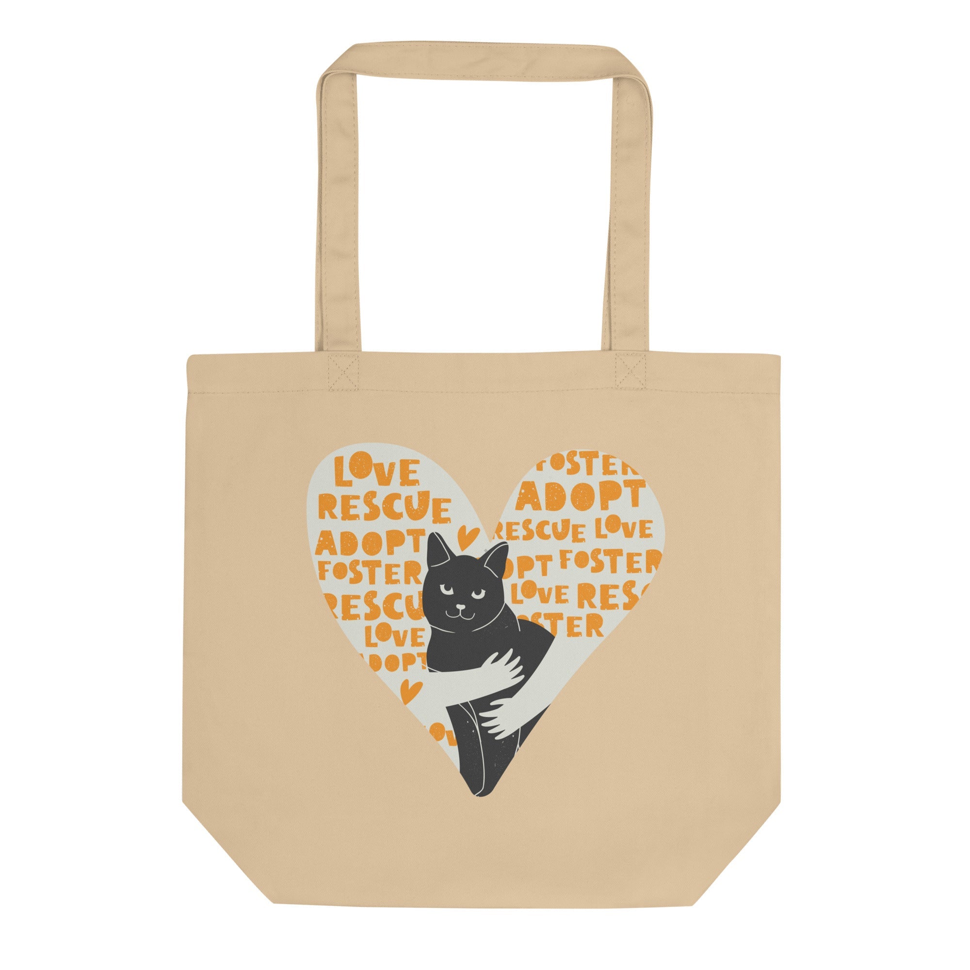 a tote bag with a black cat on it