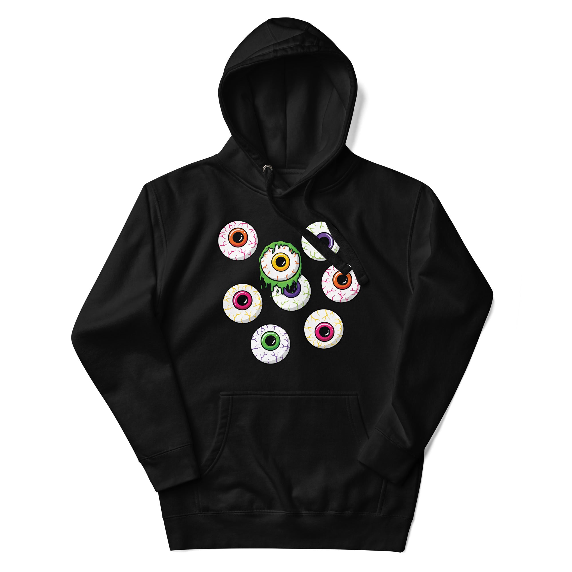 a black hoodie with a bunch of donuts on it