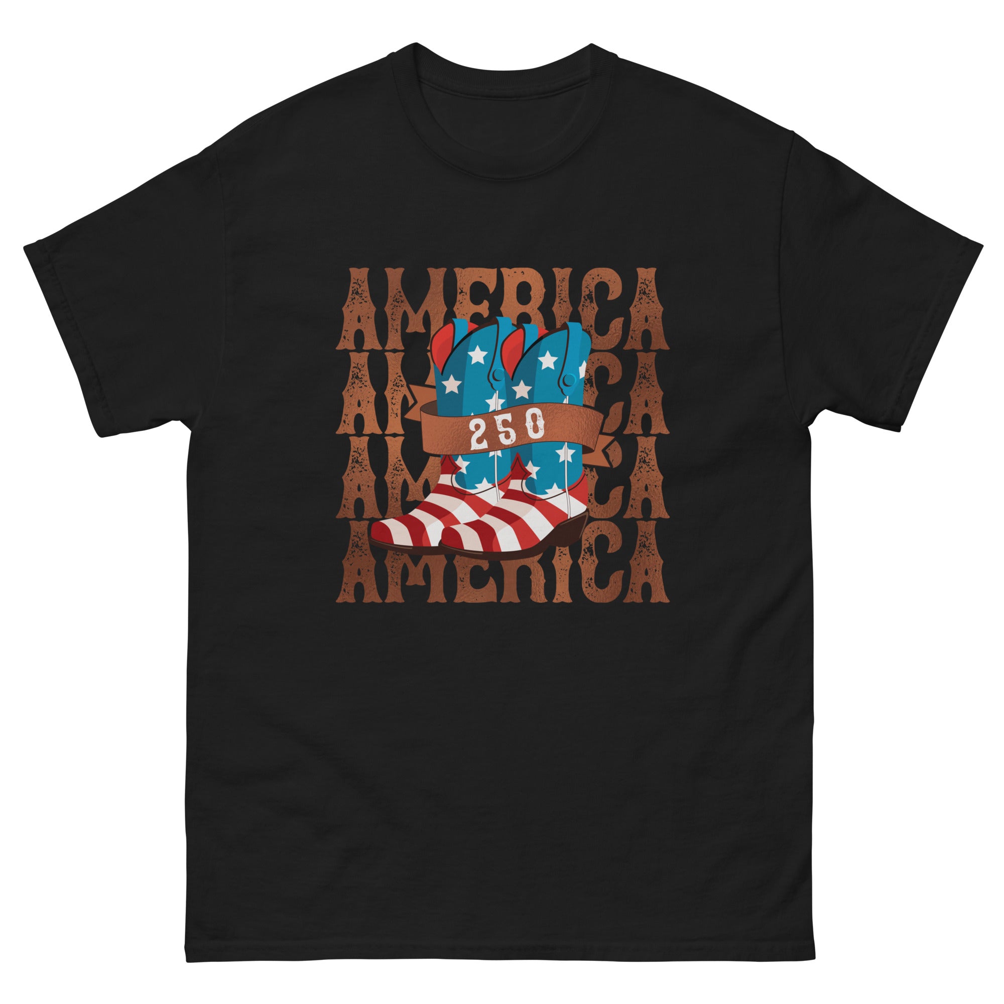 a black t - shirt with an american flag design