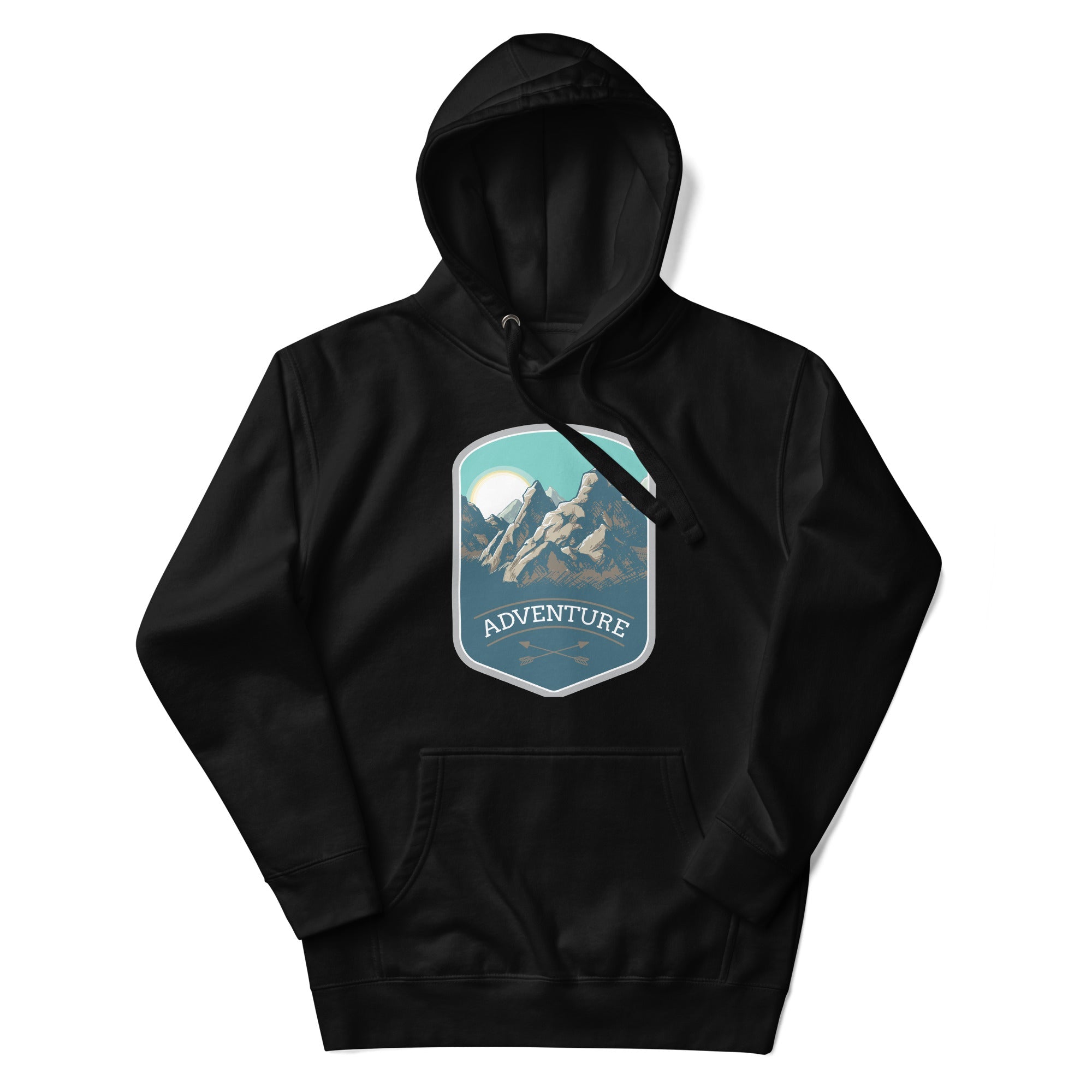 a black hoodie with the words adventure on it