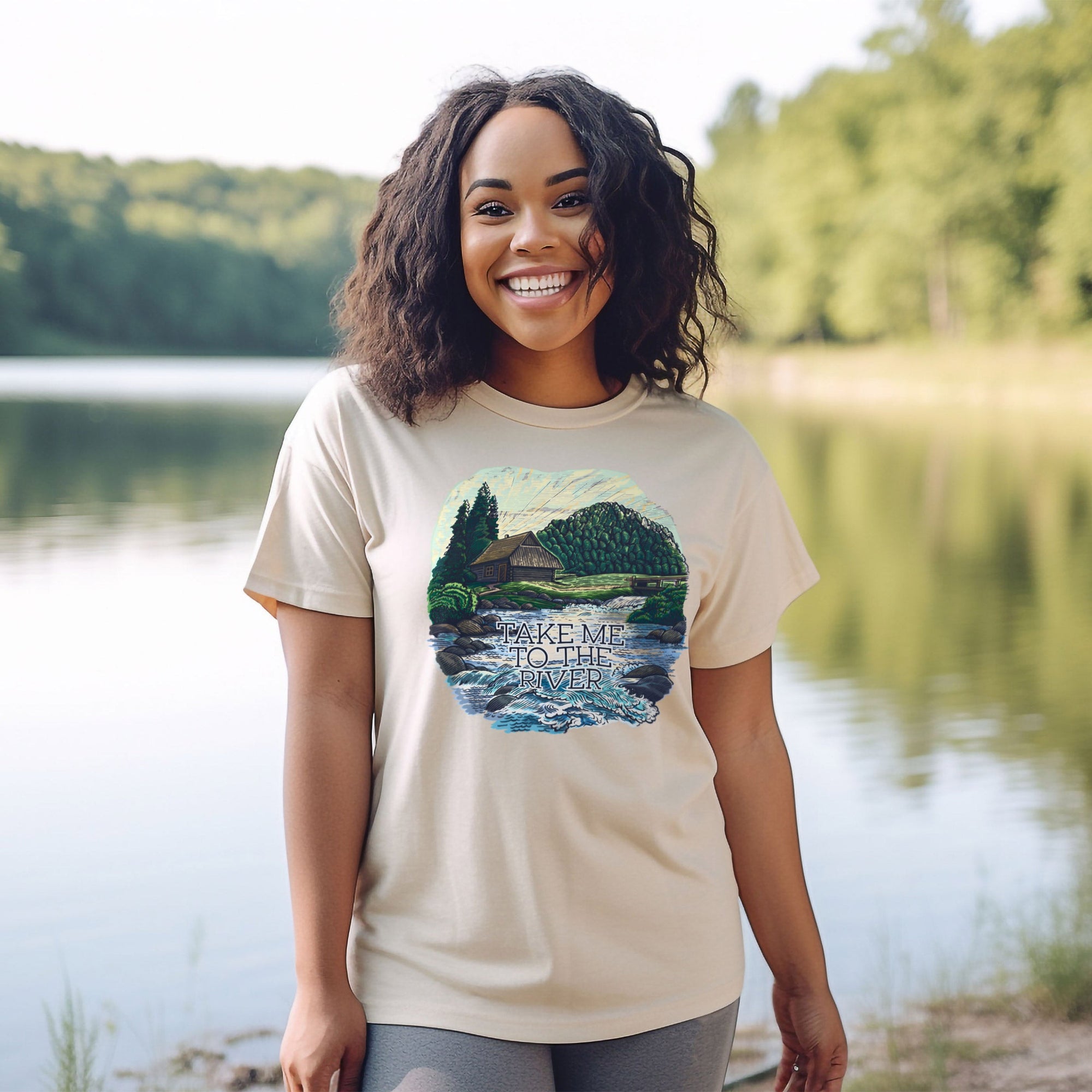 a woman standing next to a body of water