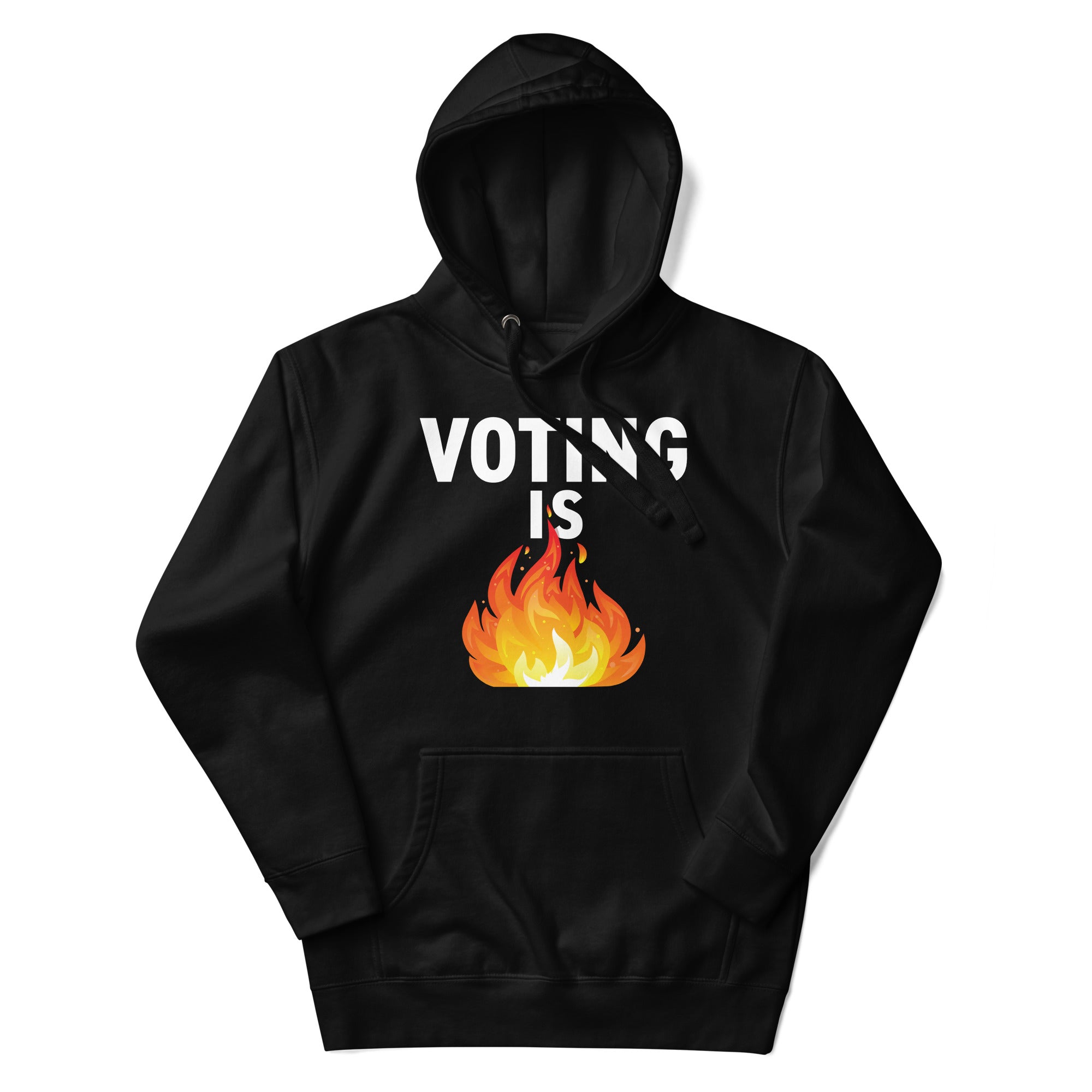 a black hoodie with the words voting is on it