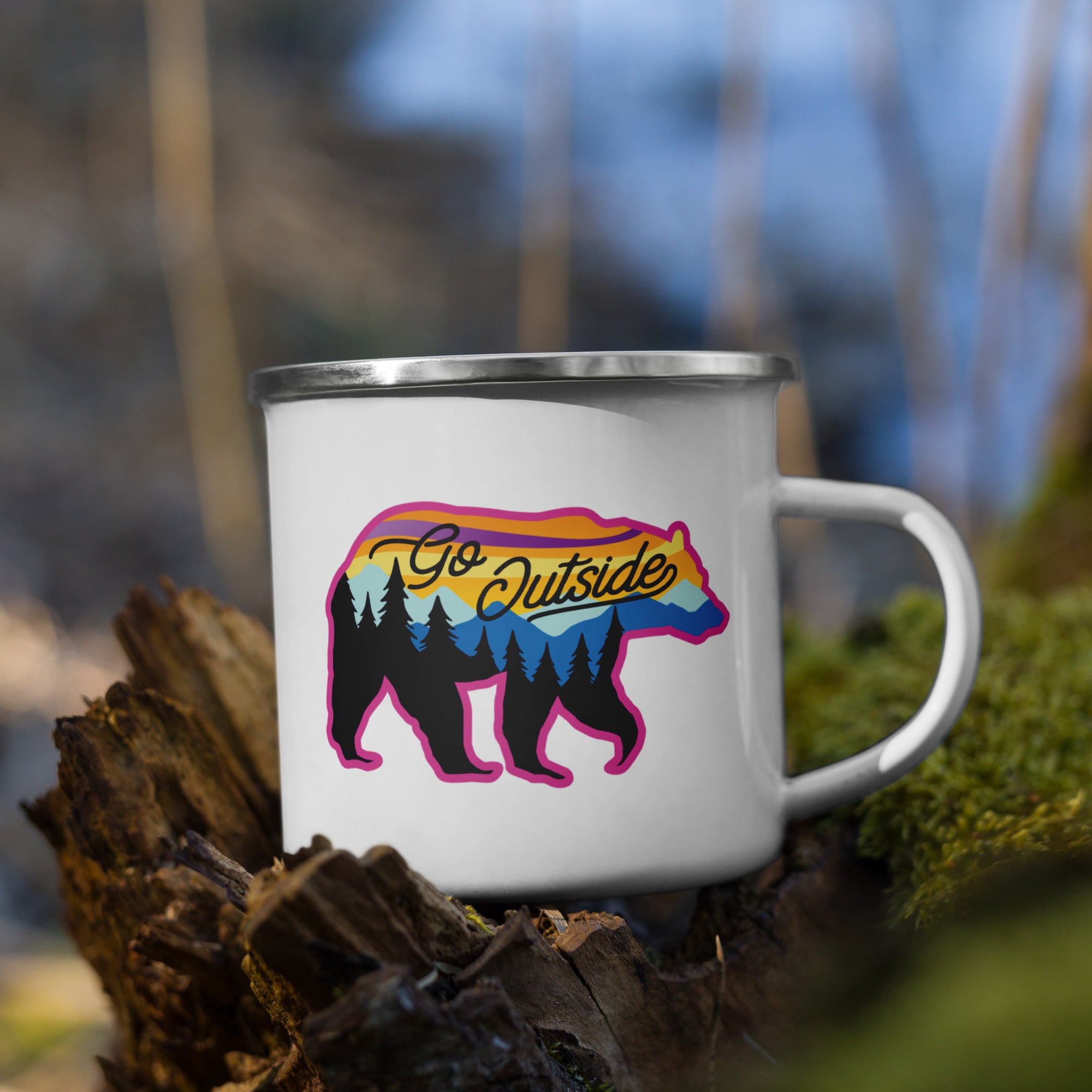 Go Outside Bear Enamel Mug