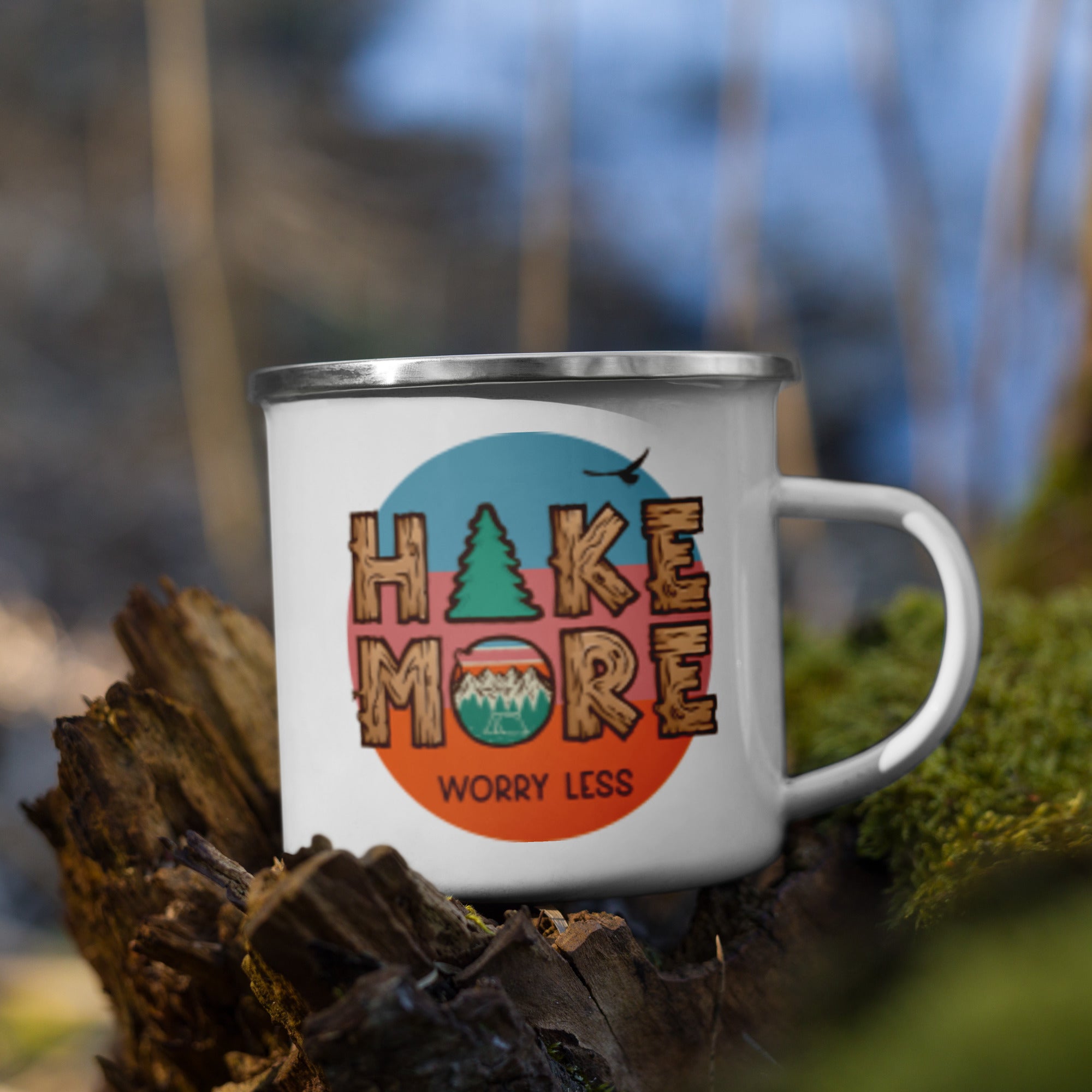 Hike More Worry Less Enamel Mug