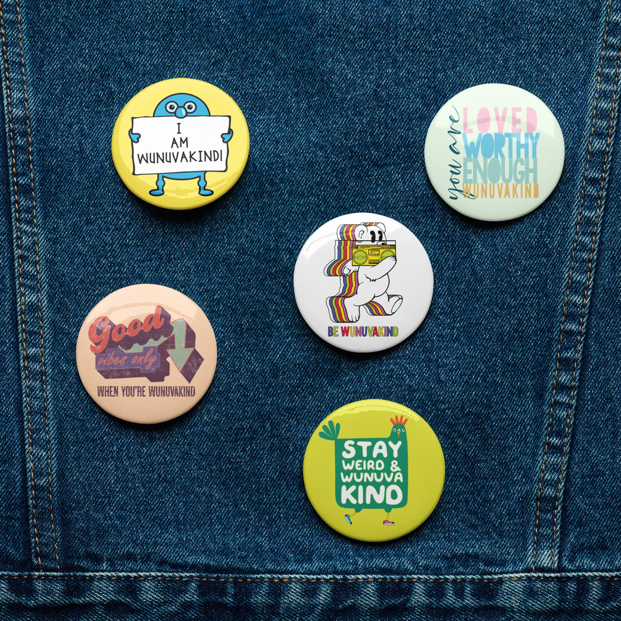 Set of pin buttons