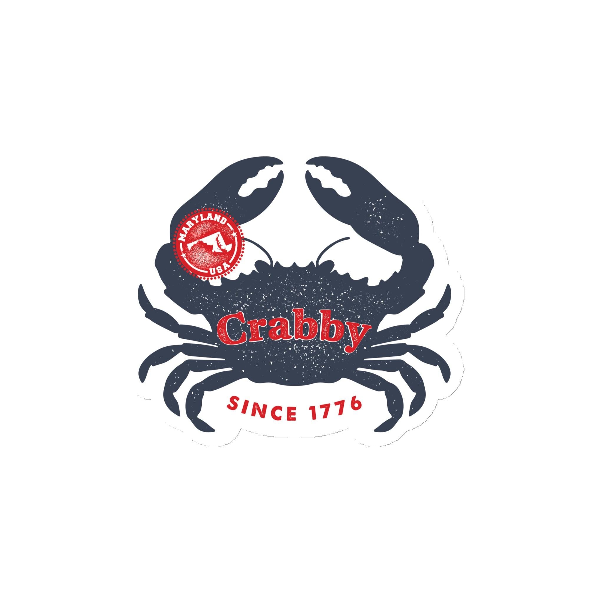 A sticker featuring a stylized crab with the text "Crabby" and "Since 1776" on it.