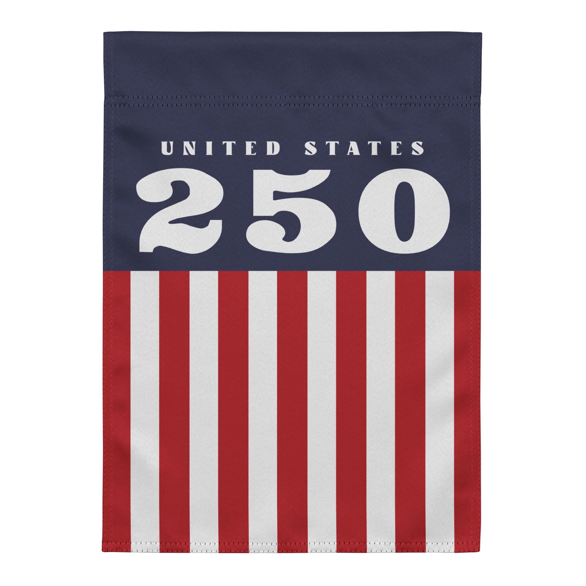 A flag with the text "United States" and the number "250" printed on it, along with the American flag pattern.