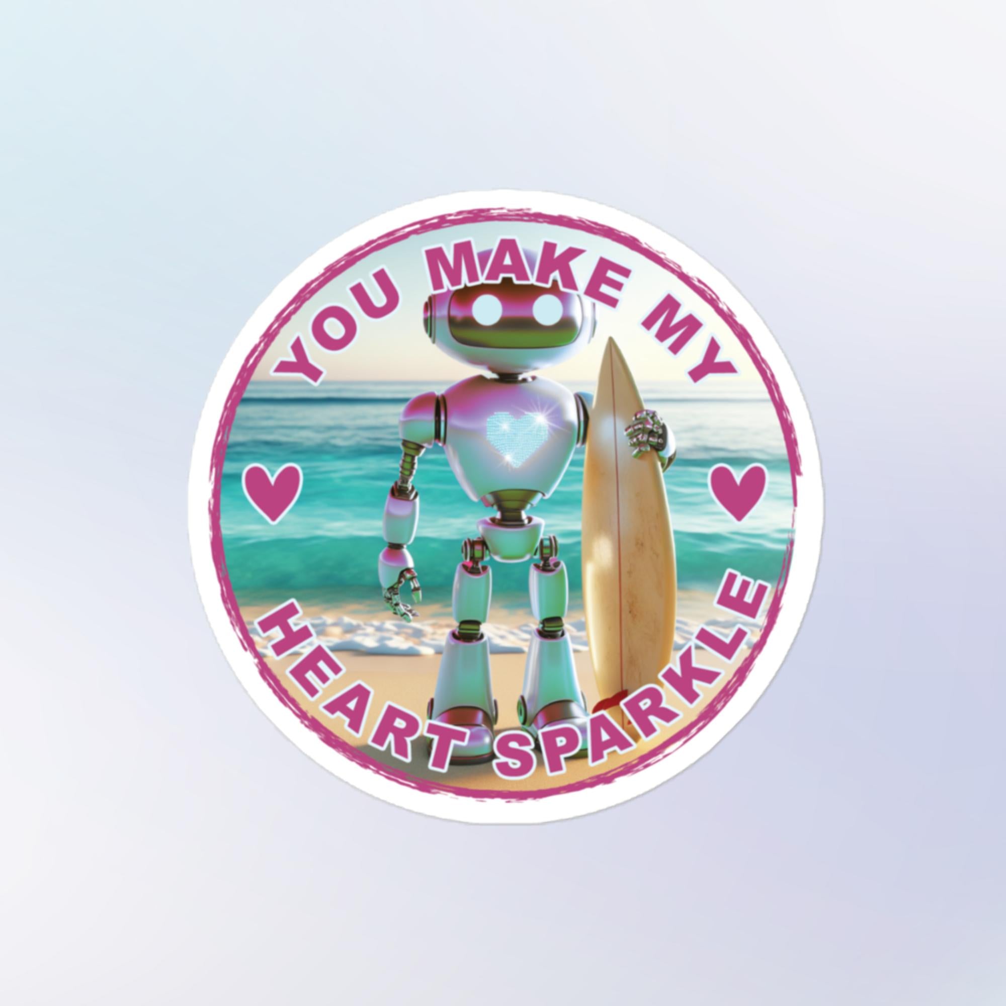 Heart Sparkle Robot Sticker