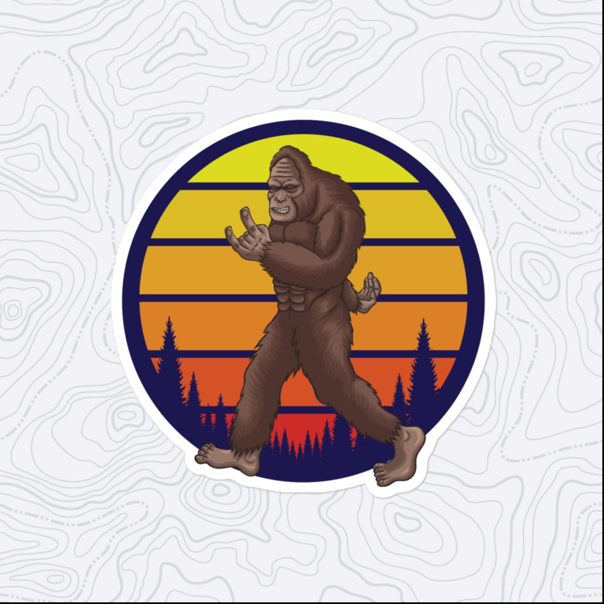 Bigfoot Retro Sticker, Large 4in Vinyl Sticker