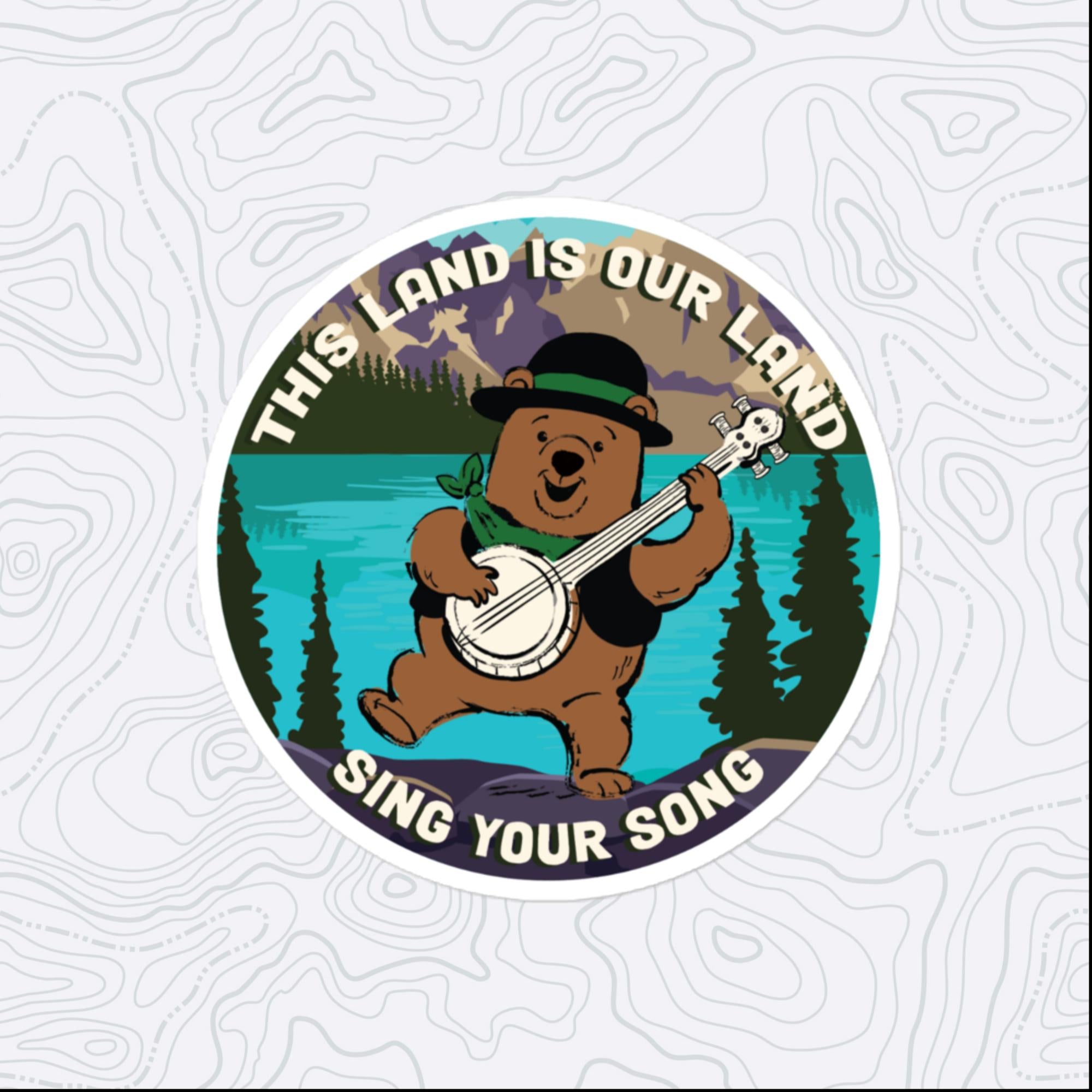 Sing Your Song Bear Sticker, Large 4in Vinyl Sticker