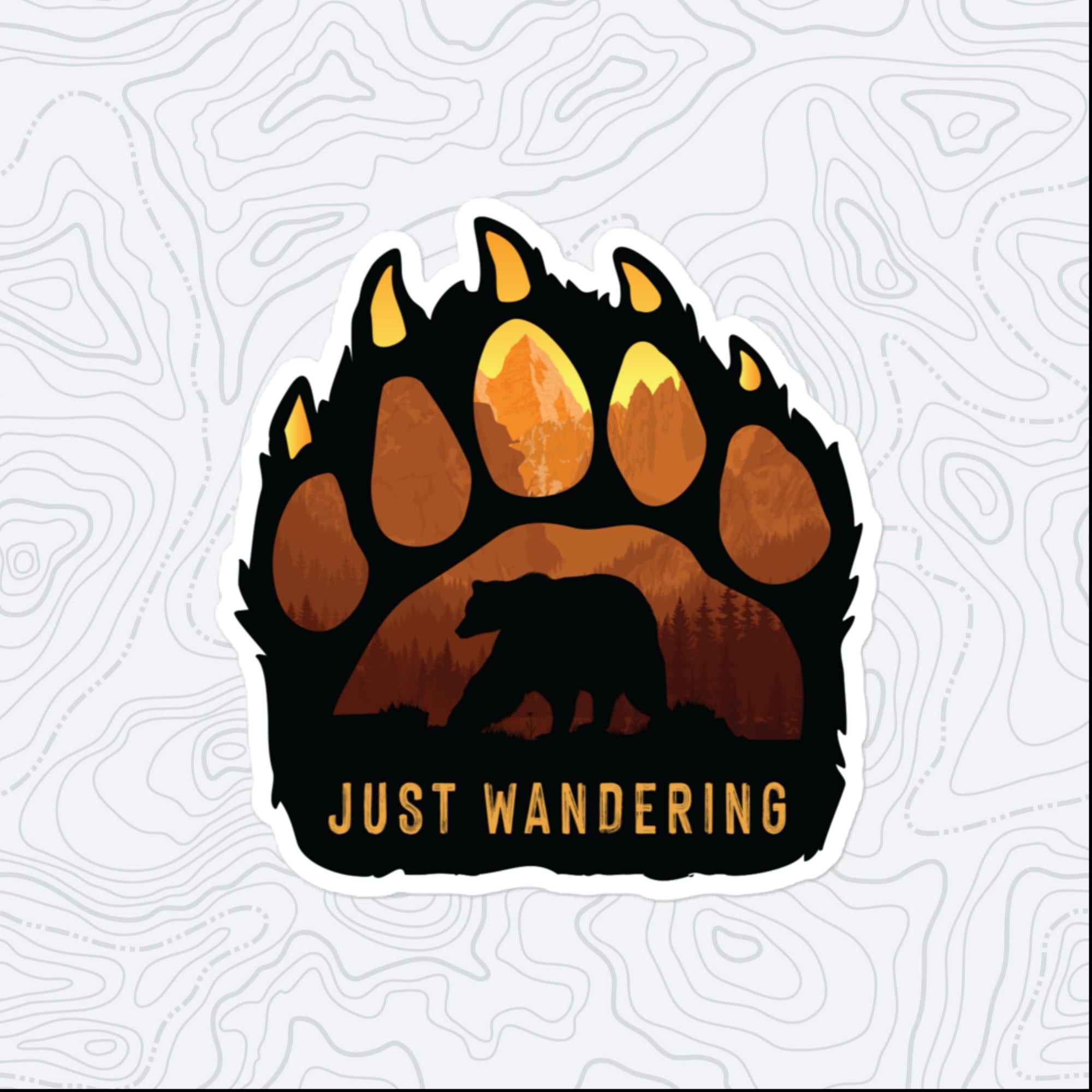 Just Wandering Bear Sticker, Large 4in Vinyl Sticker