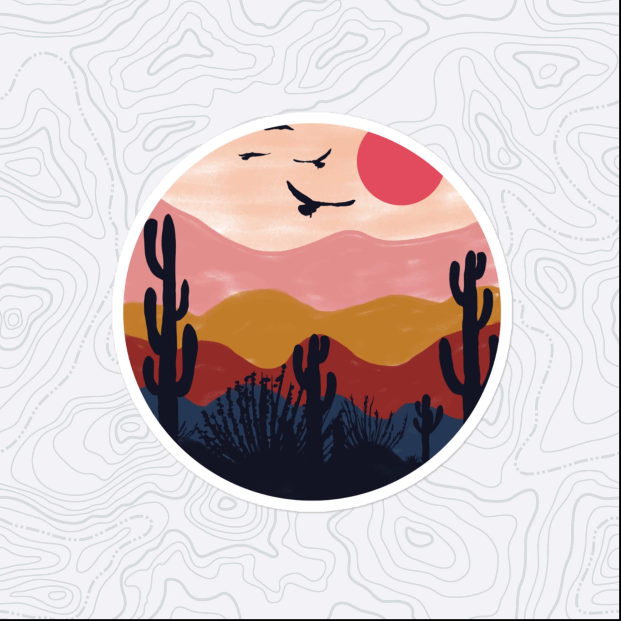 Desert Landscape Sticker, Large 4in Vinyl Sticker