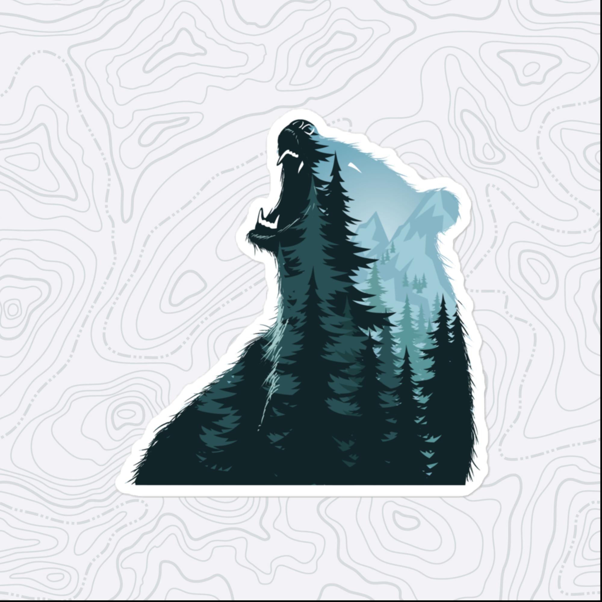 Howling Bear Sticker, Large 4in Vinyl Sticker