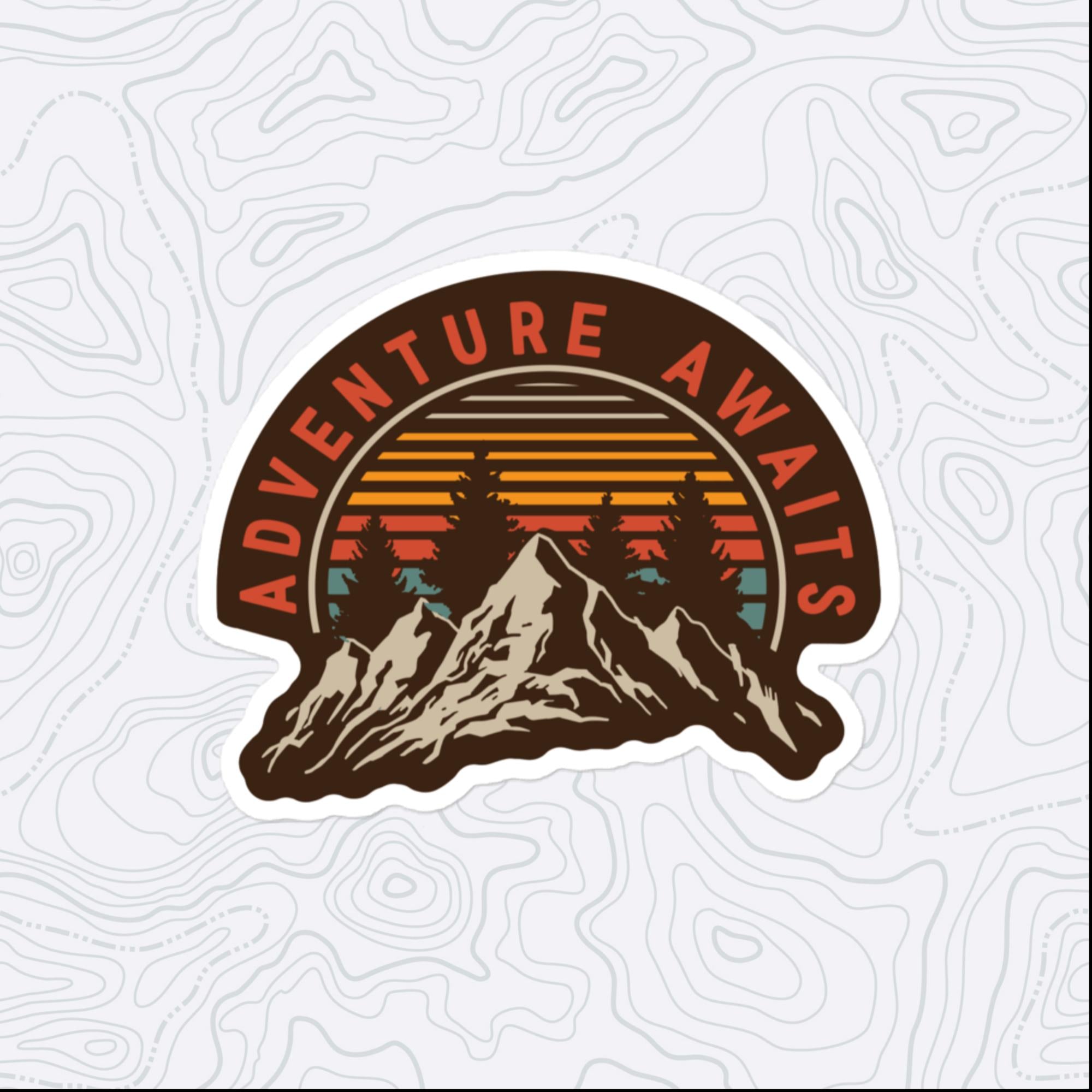 Adventure Awaits Retro Sticker