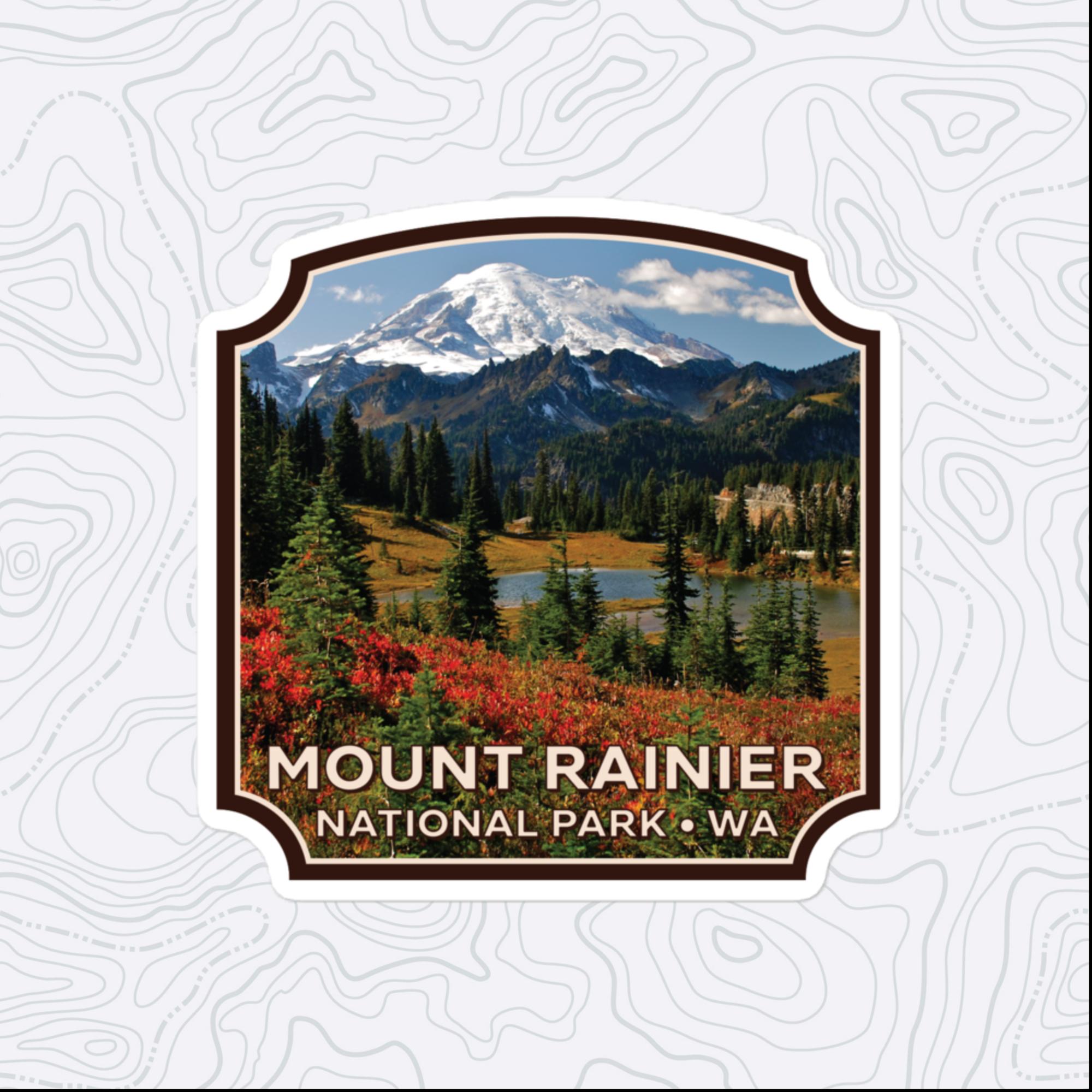 Mount Ranier National Park Sticker, Large 4in Vinyl Sticker